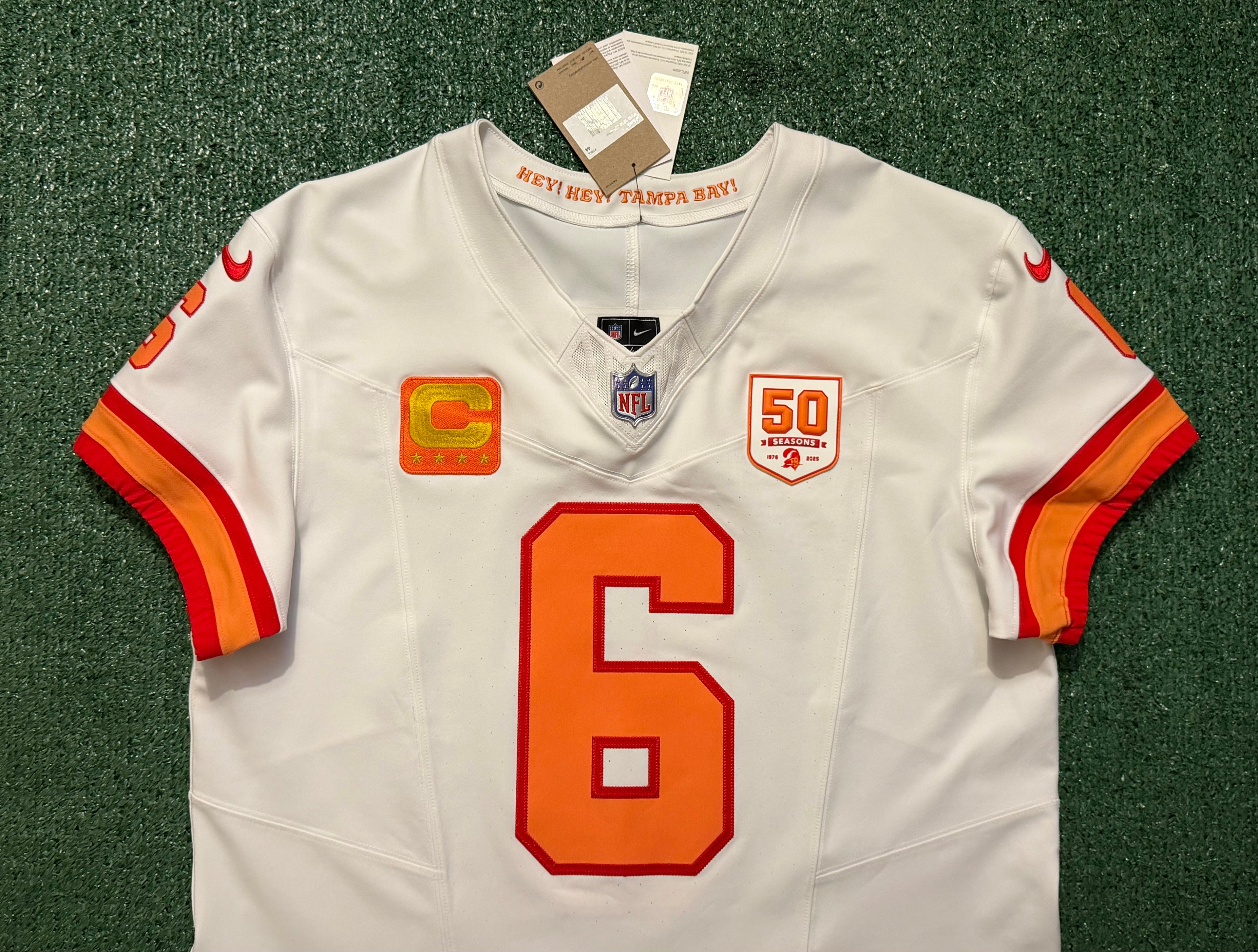 Baker Mayfield Tampa Bay Buccaneers Jersey #6 Nike Vapor FUSE Elite White Creamsicle size 44 (Large) NFL