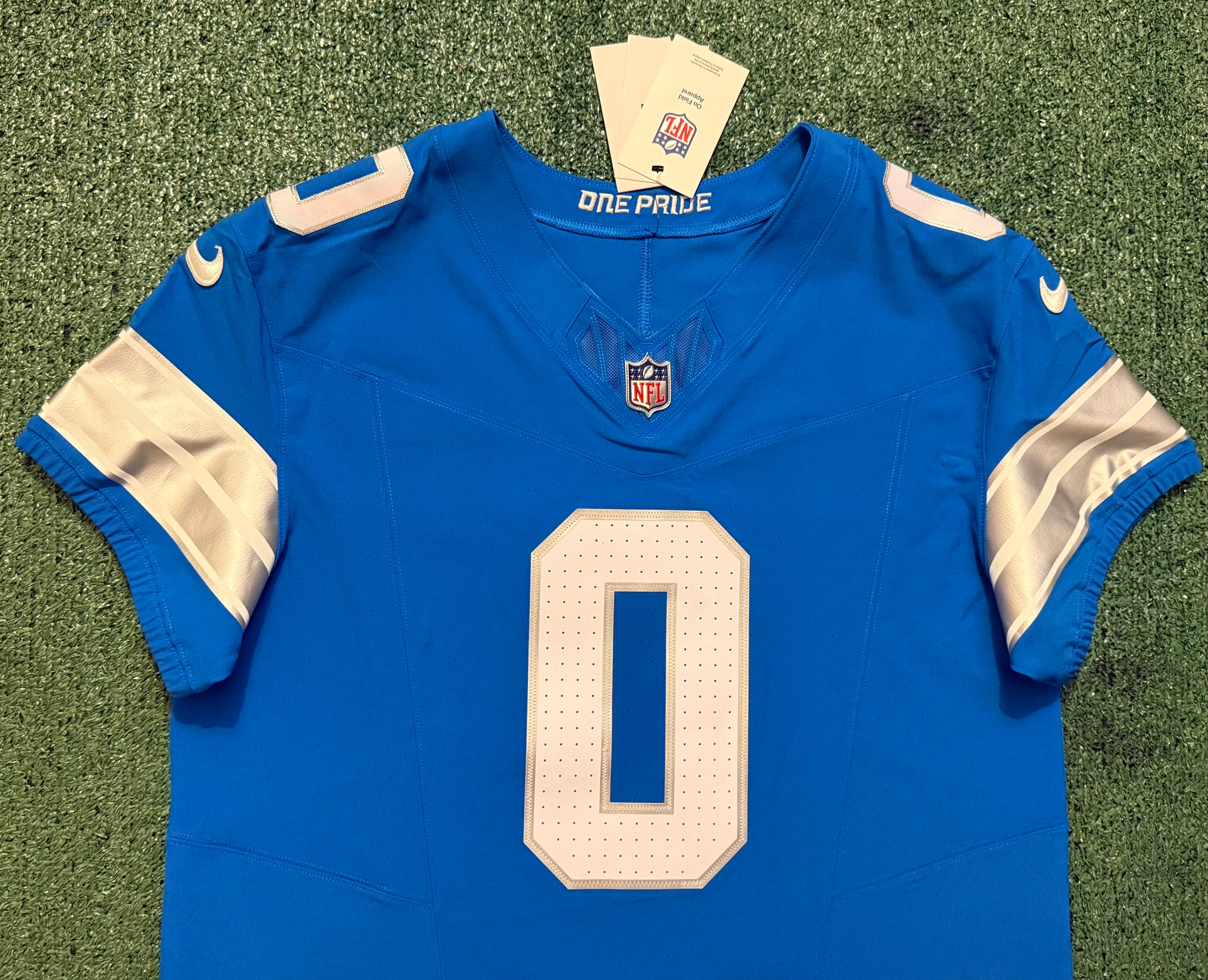 Jahmyr Gibbs Detroit Lions Jersey #0 Nike Vapor FUSE Elite Blue Size 44 (Large) NFL