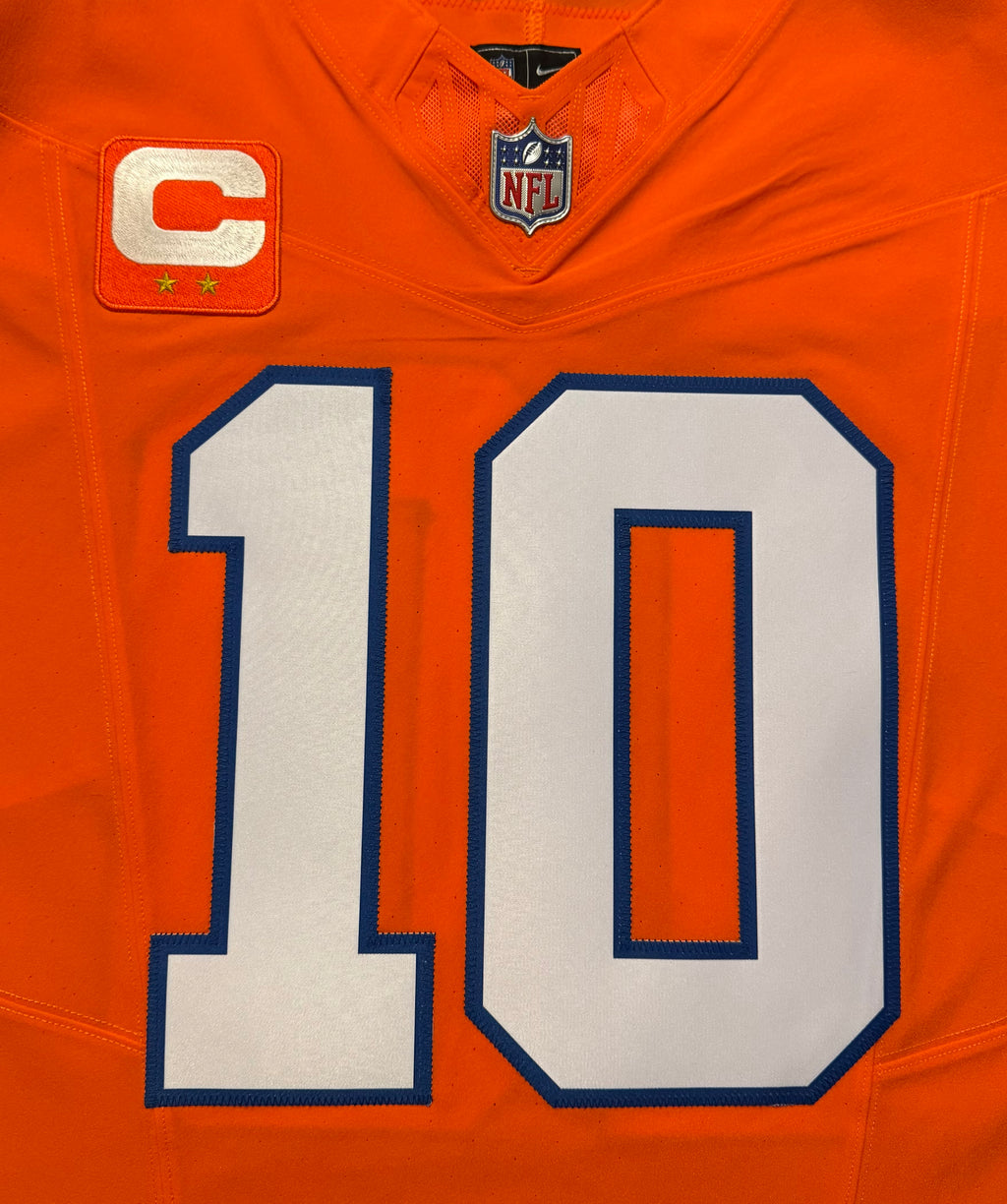 Bo Nix Denver Broncos Jersey #10 Nike Vapor Fuse Elite Orange Size 44 (L) NFL