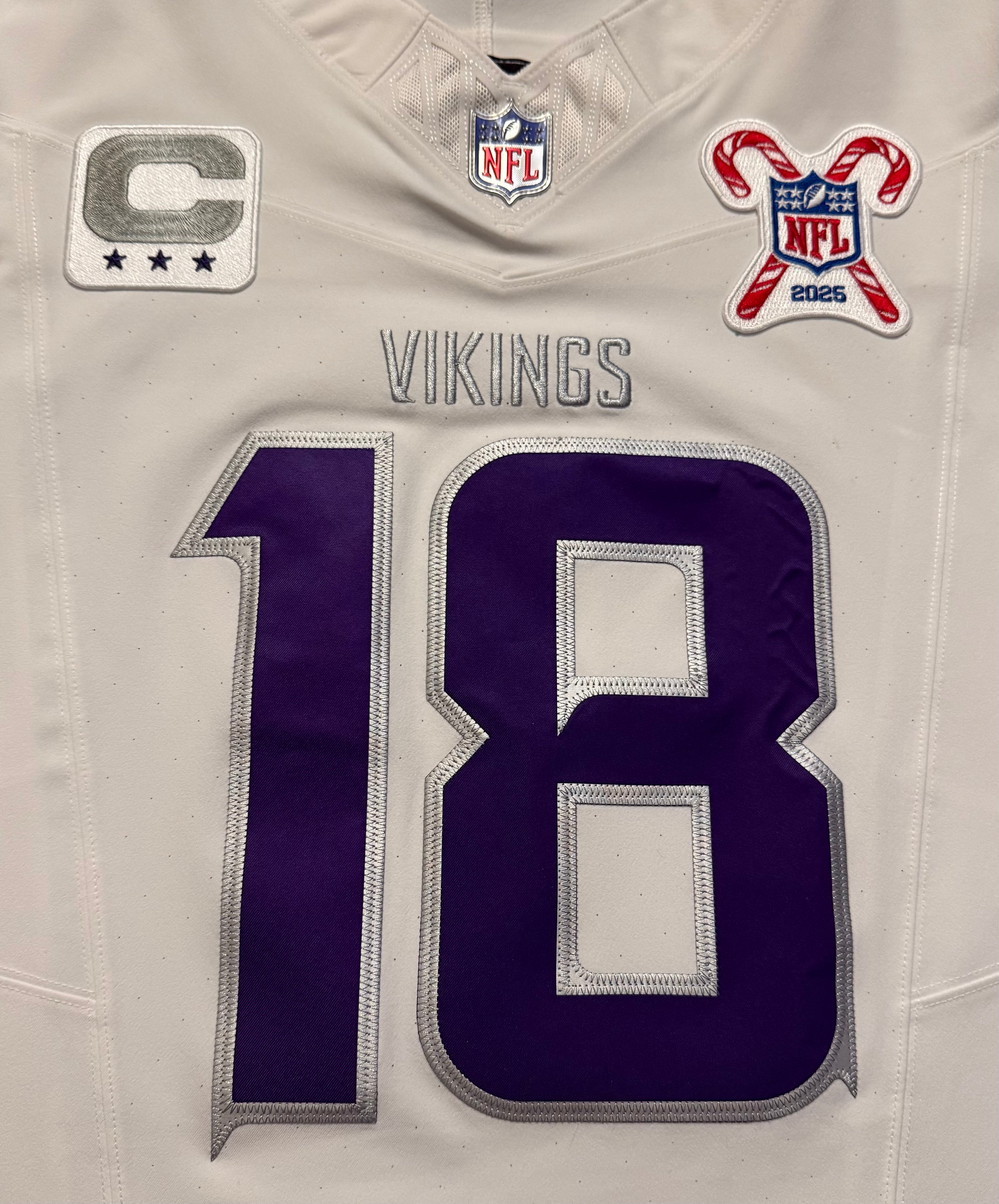 Justin Jefferson Minnesota Vikings Jersey #18 Nike Vapor FUSE Elite White Size 40 (Medium) NFL