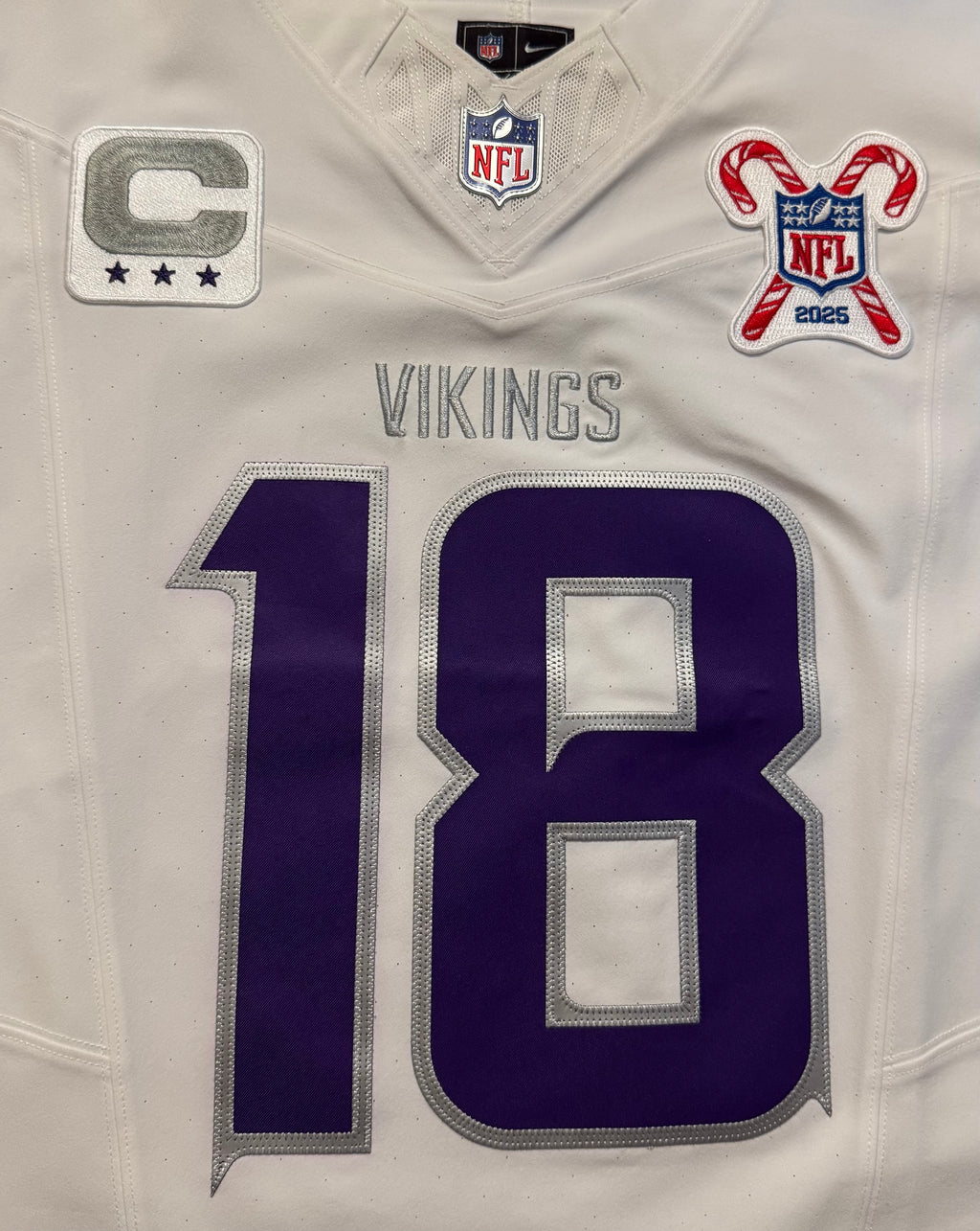 Justin Jefferson Minnesota Vikings Jersey #18 Nike Vapor FUSE Elite White Size 44 (Large) NFL
