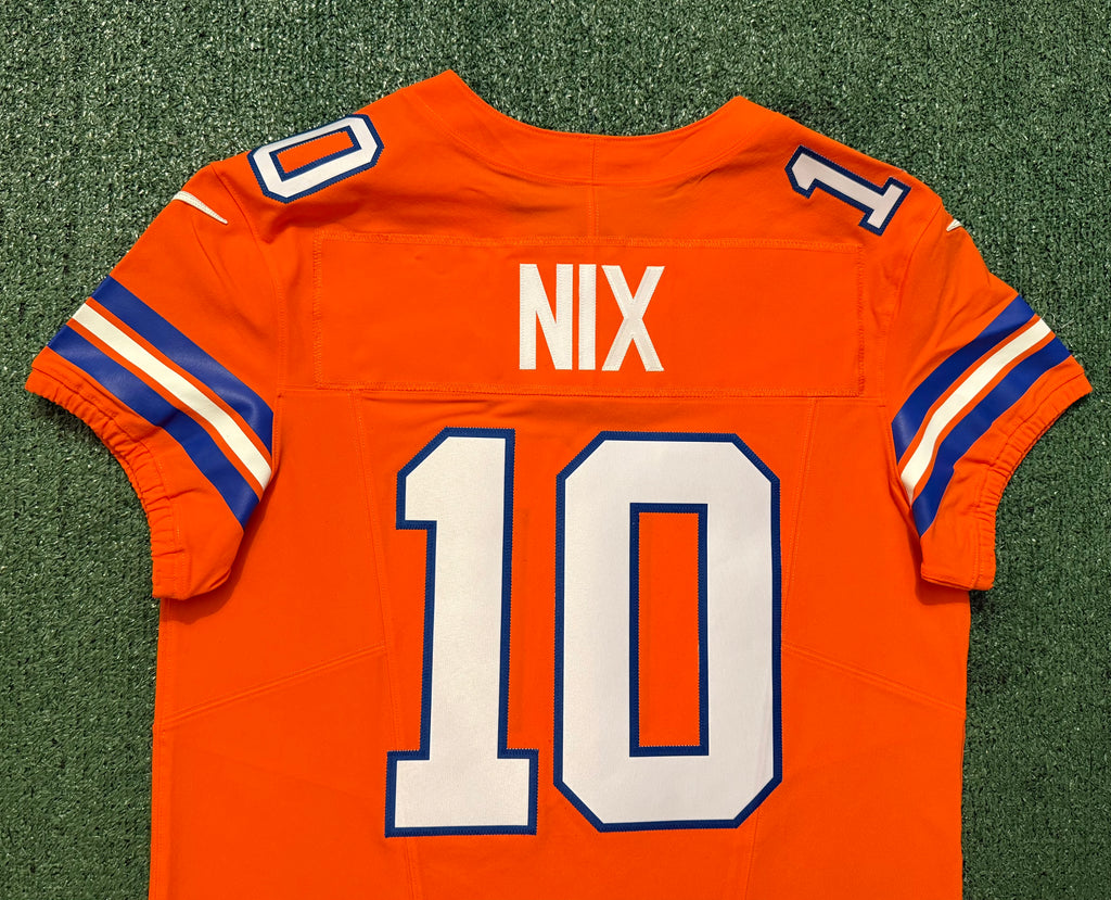 Bo Nix Denver Broncos Jersey #10 Nike Vapor Fuse Elite Orange Size 44 (L) NFL