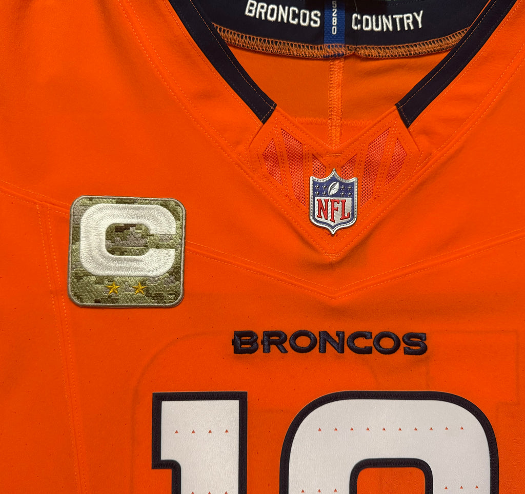 Bo Nix Denver Broncos Jersey #10 Nike Vapor Fuse Elite Orange Size 44 (L) NFL