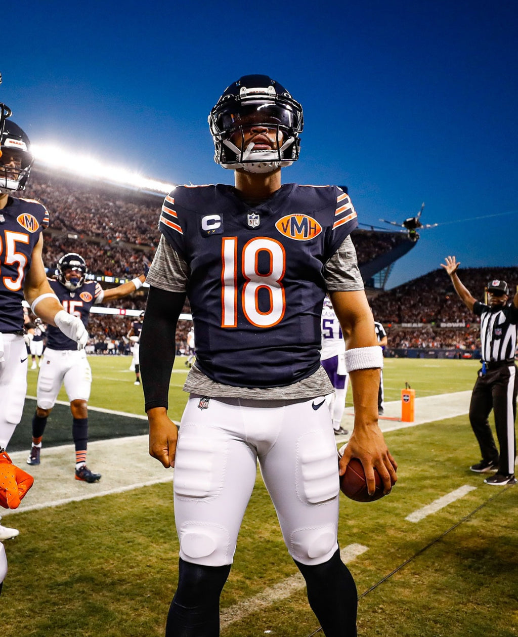 Caleb Williams Chicago Bears Jersey #18 Nike Vapor FUSE Elite Navy Size 44 (Large) NFL