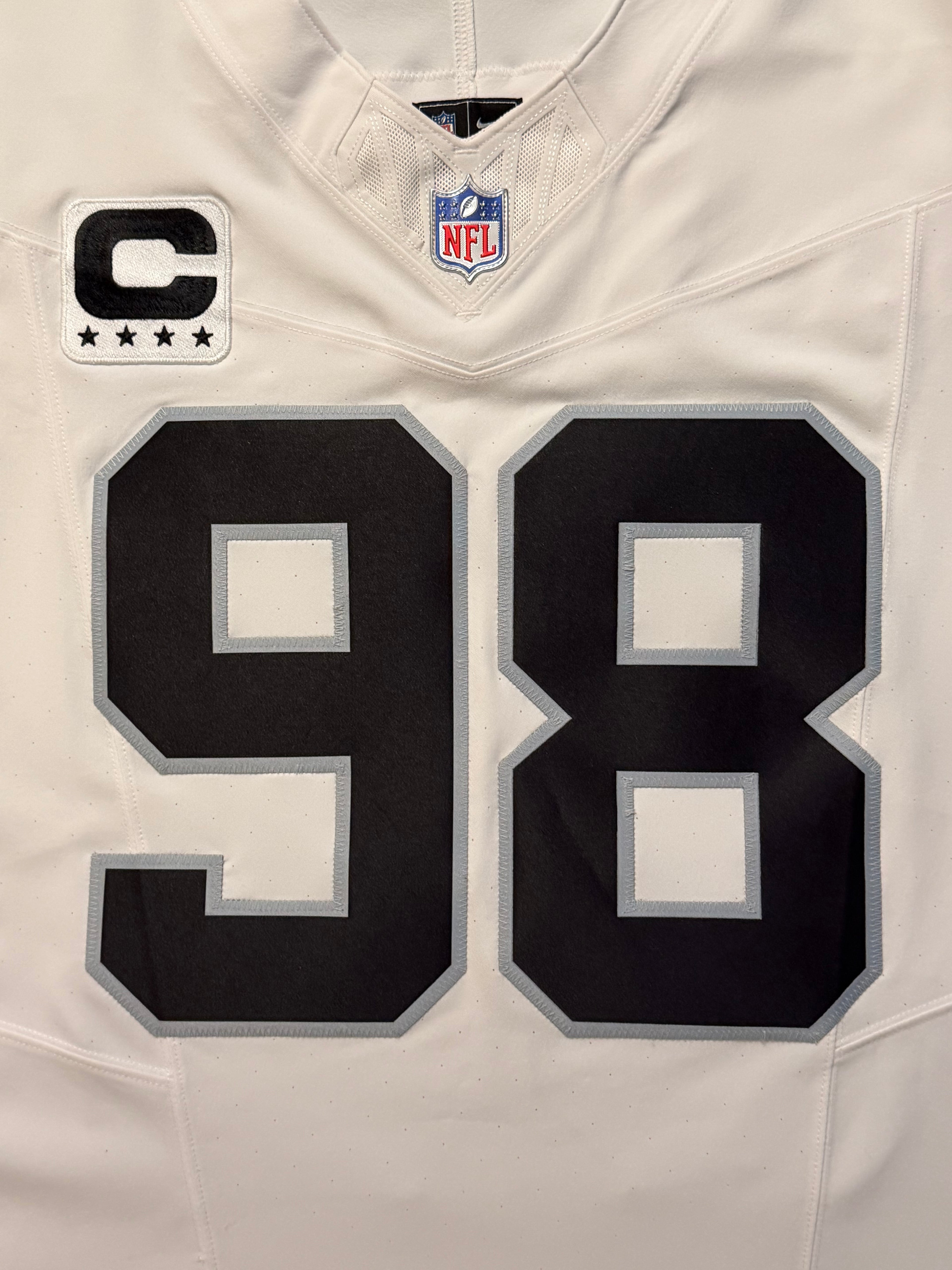 Maxx Crosby Las Vegas Raiders Jersey #98 Nike Vapor Fuse Elite White Size 44 (L) NFL