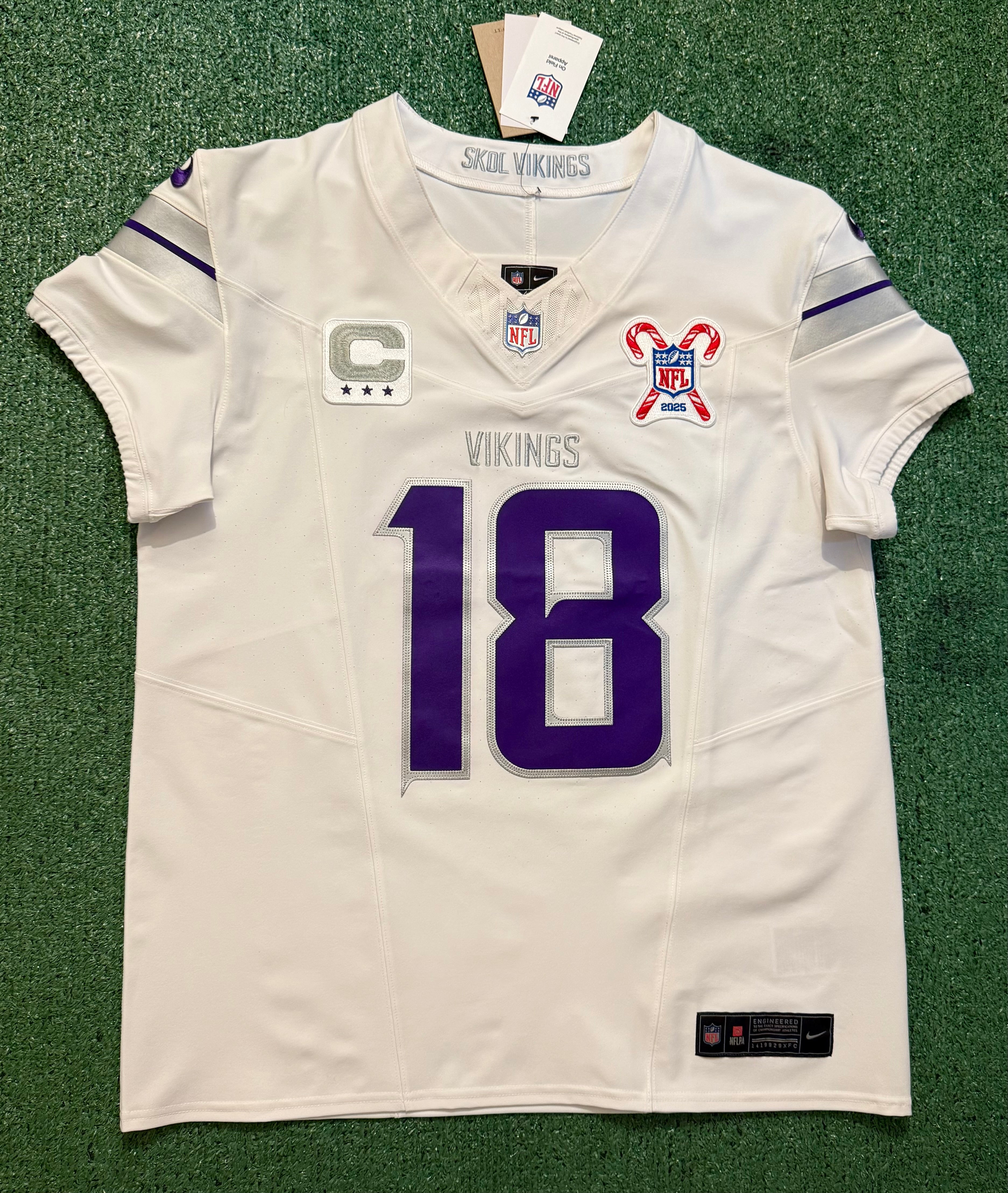 Justin Jefferson Minnesota Vikings Jersey #18 Nike Vapor FUSE Elite White Size 44 (Large) NFL