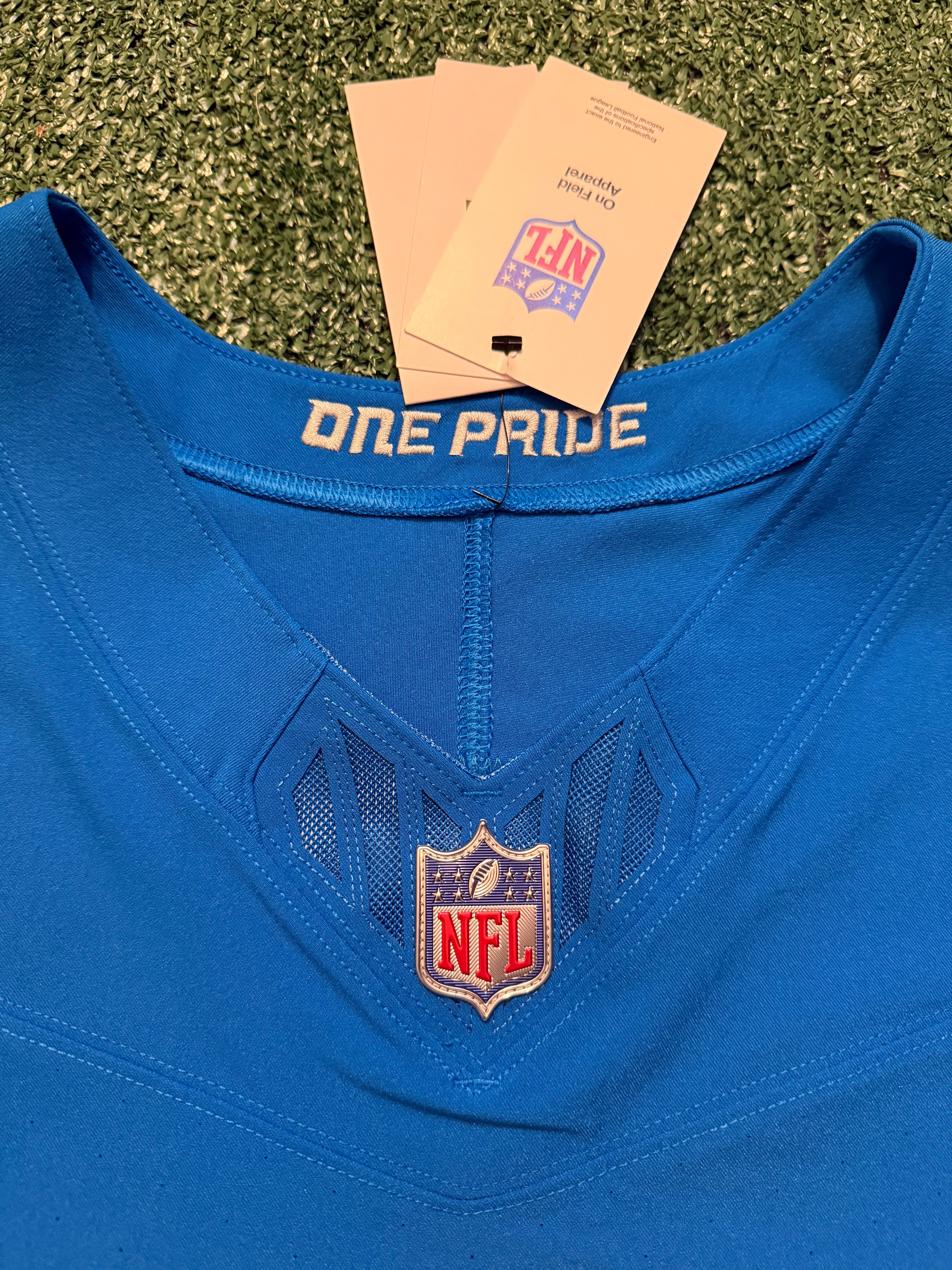 Jahmyr Gibbs Detroit Lions Jersey #0 Nike Vapor FUSE Elite Blue Size 44 (Large) NFL