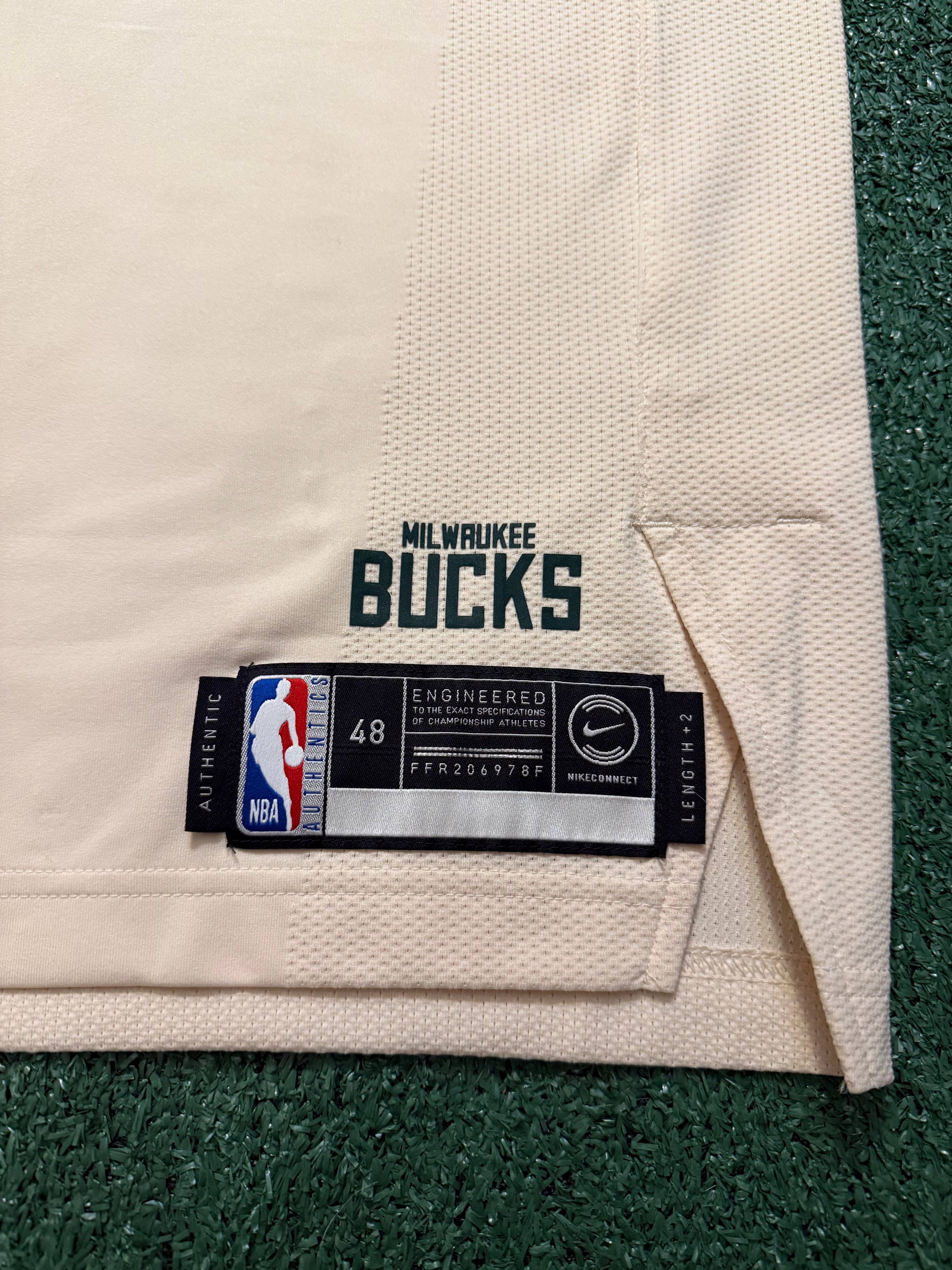 Giannis Antetokounmpo Milwaukee Bucks Jersey #34 Nike Vaporknit Authentic Cream Size 48 (Large) NBA