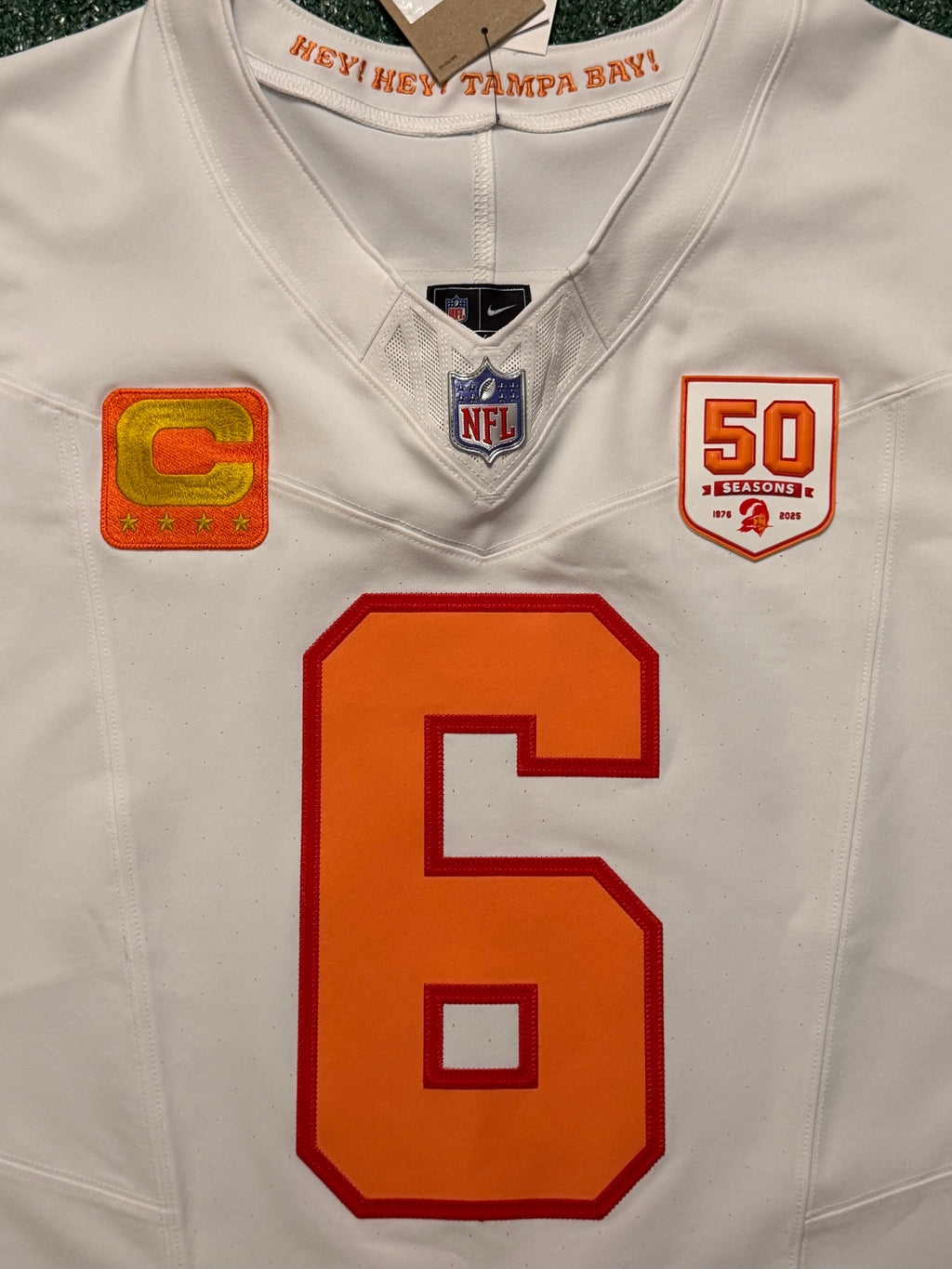 Baker Mayfield Tampa Bay Buccaneers Jersey #6 Nike Vapor FUSE Elite White Creamsicle size 44 (Large) NFL