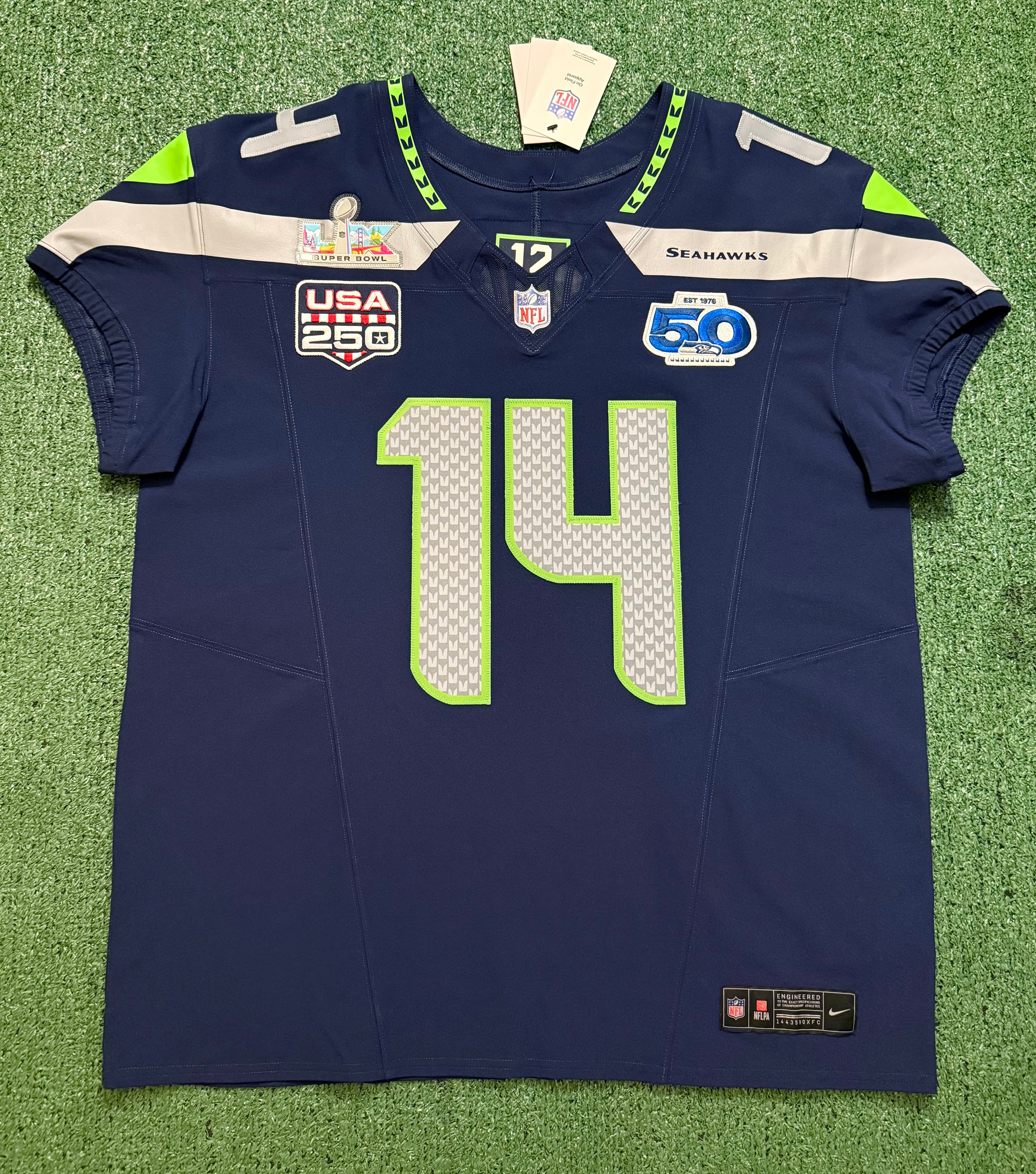 Sam Darnold Seattle Seahawks Jersey #14 Nike Vapor FUSE Elite Blue Size 48 (XL) NFL