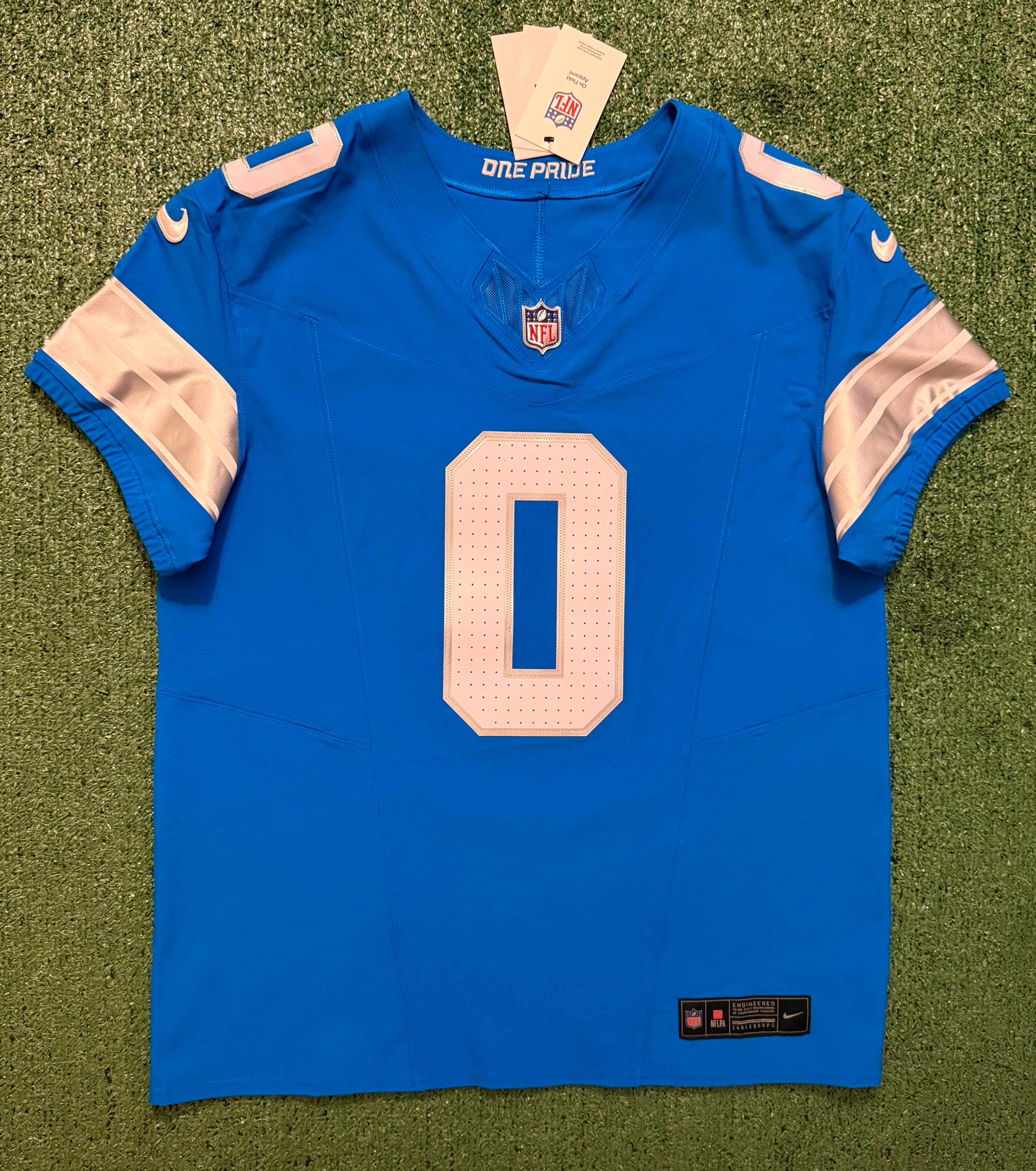 Jahmyr Gibbs Detroit Lions Jersey #0 Nike Vapor FUSE Elite Blue Size 44 (Large) NFL