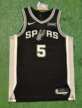 Stephon Castle San Antonio Spurs Jersey #5 Nike ADV Authentic Black Size 48 (L) NBA