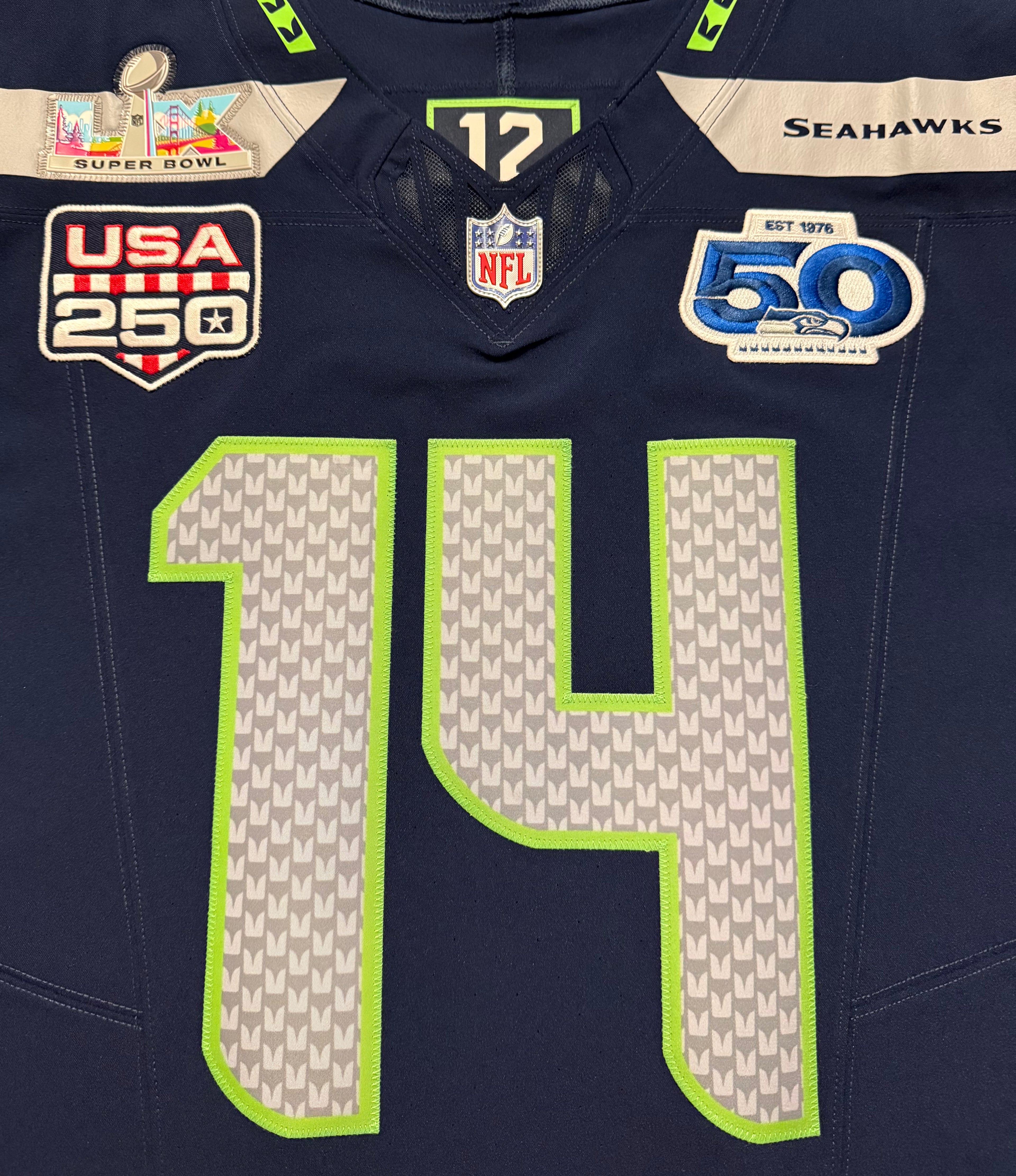 Sam Darnold Seattle Seahawks Jersey #14 Nike Vapor FUSE Elite Blue Size 40 (Medium) NFL
