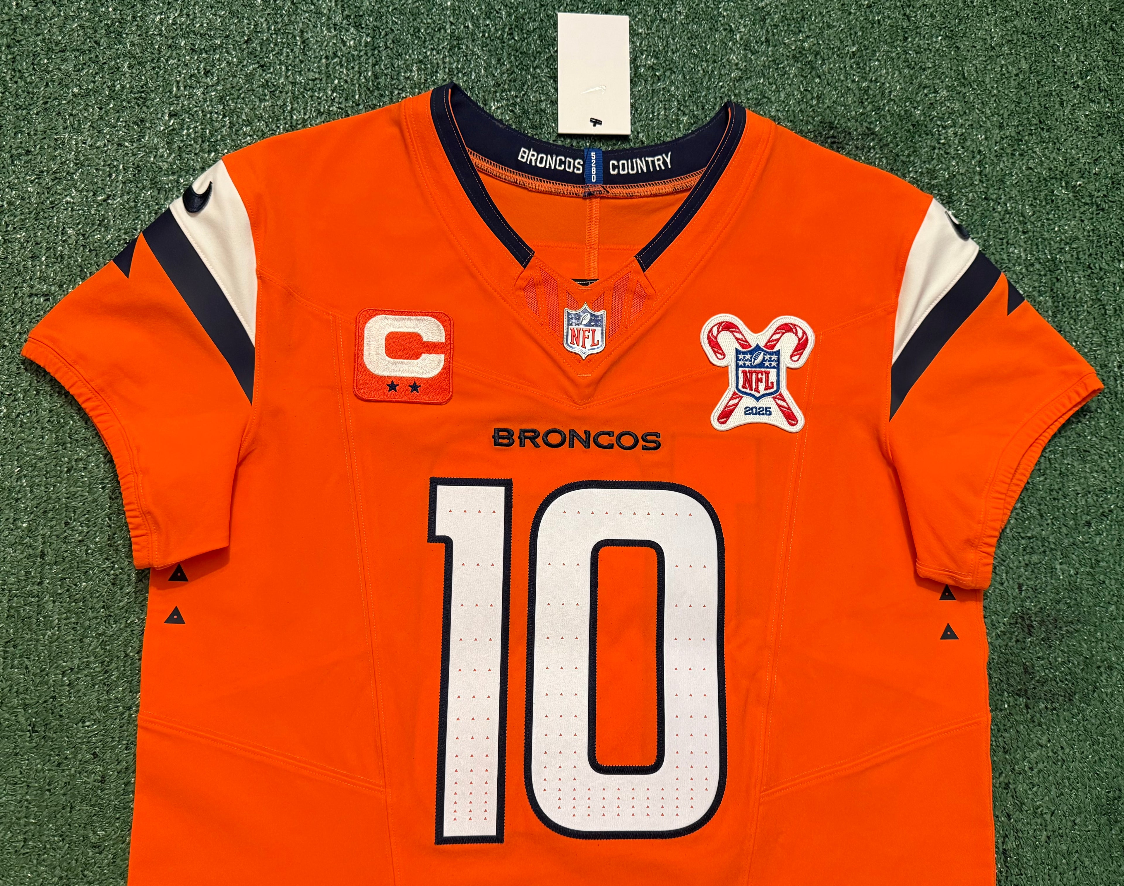 Bo Nix Denver Broncos Jersey #10 Nike Vapor Fuse Elite Orange Size 44 (L) NFL