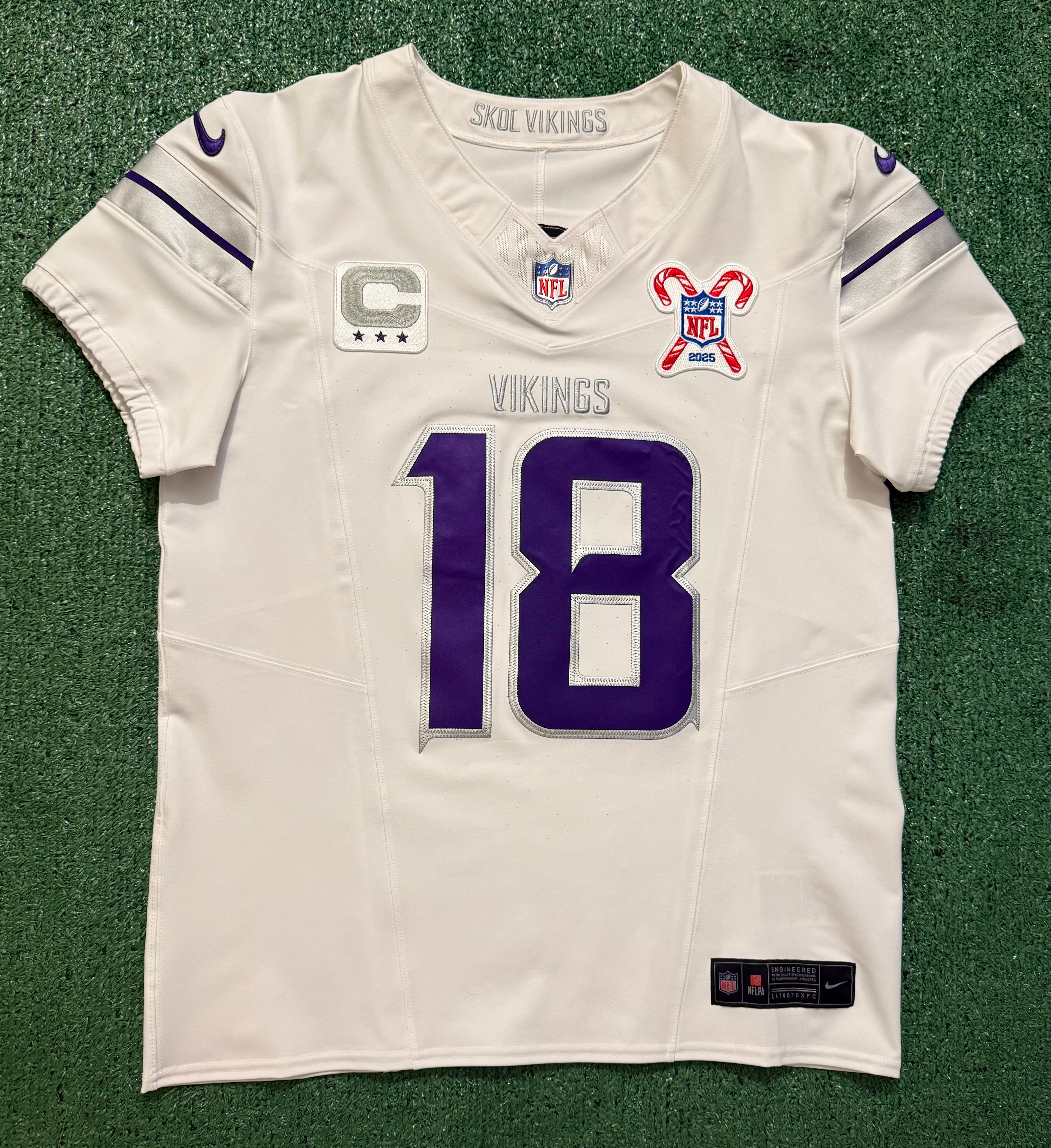 Justin Jefferson Minnesota Vikings Jersey #18 Nike Vapor FUSE Elite White Size 40 (Medium) NFL