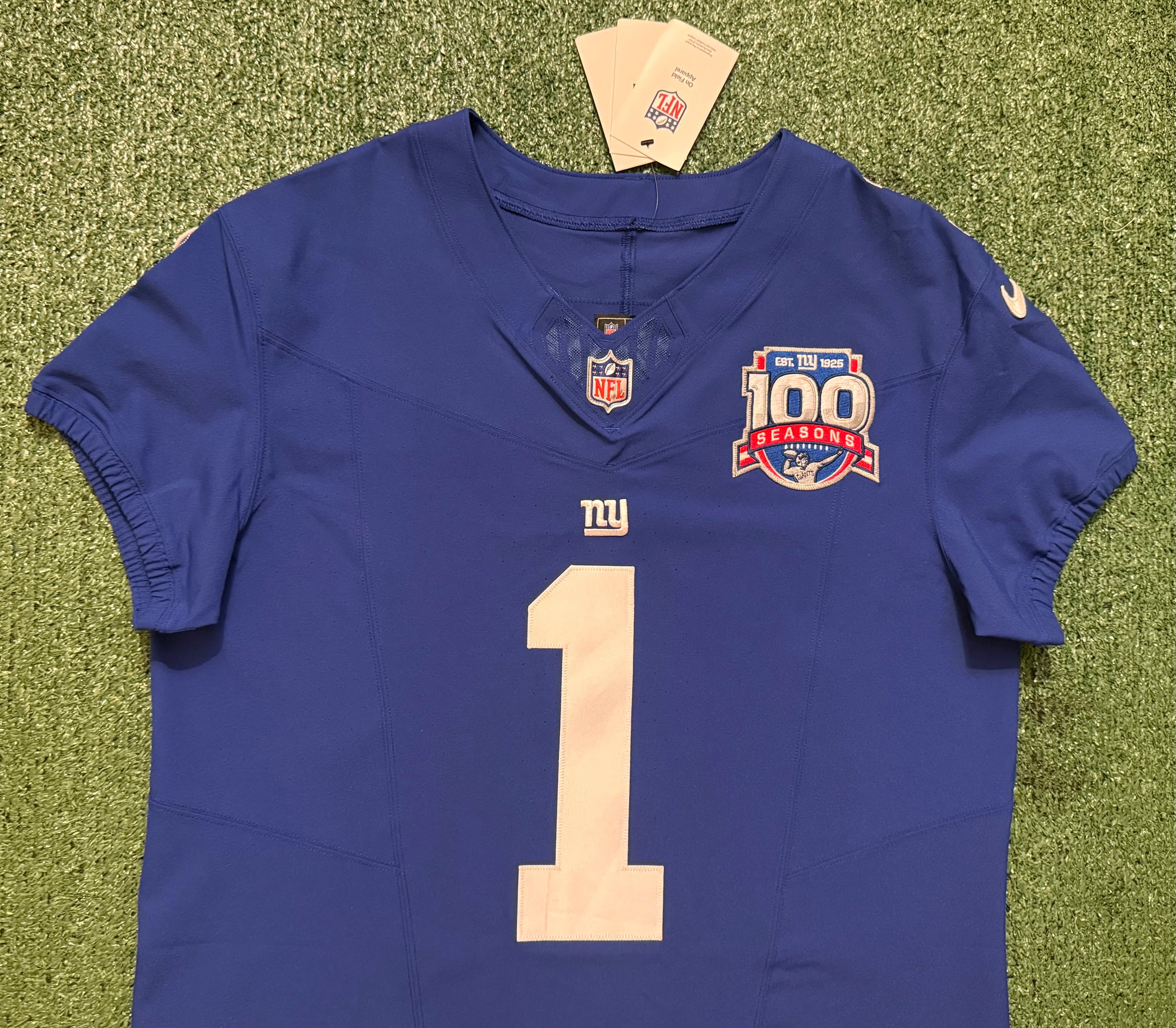 Malik Nabers New York Giants Jersey #1 Nike Vapor FUSE Elite blue size 44 (Large) NFL