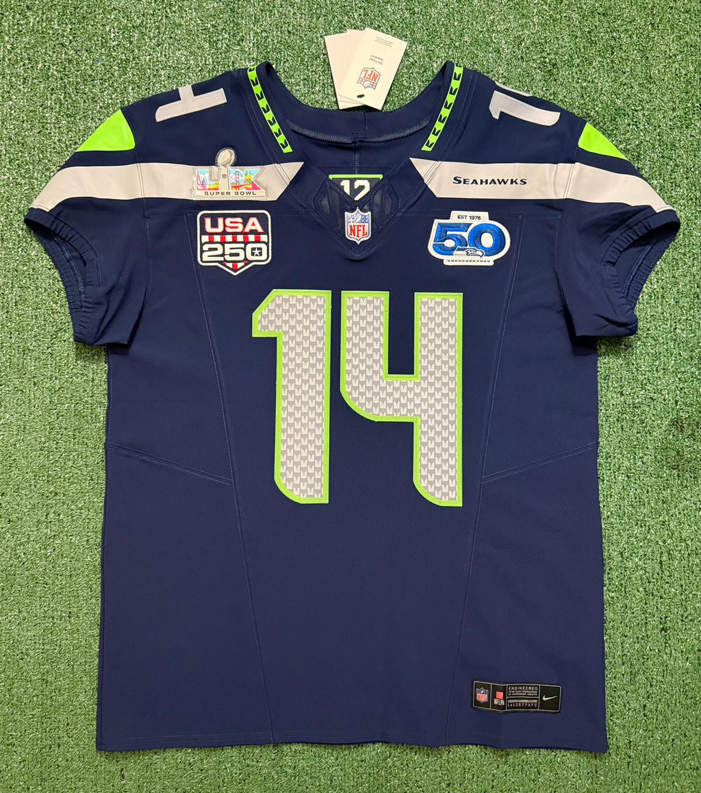 Sam Darnold Seattle Seahawks Jersey #14 Nike Vapor FUSE Elite Navy Size 44 (Large) NFL