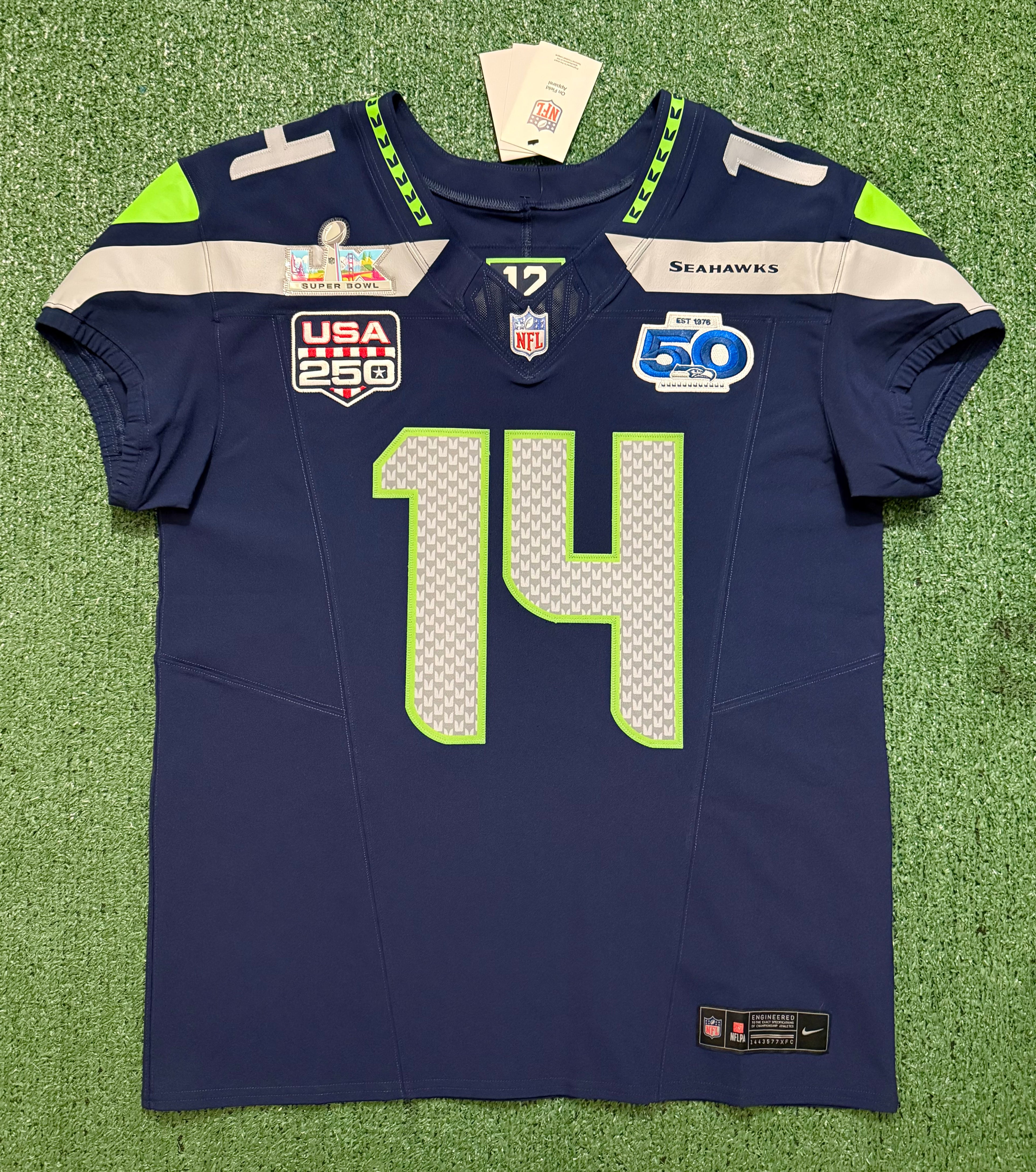 Sam Darnold Seattle Seahawks Jersey #14 Nike Vapor FUSE Elite Blue Size 44 (Large) NFL