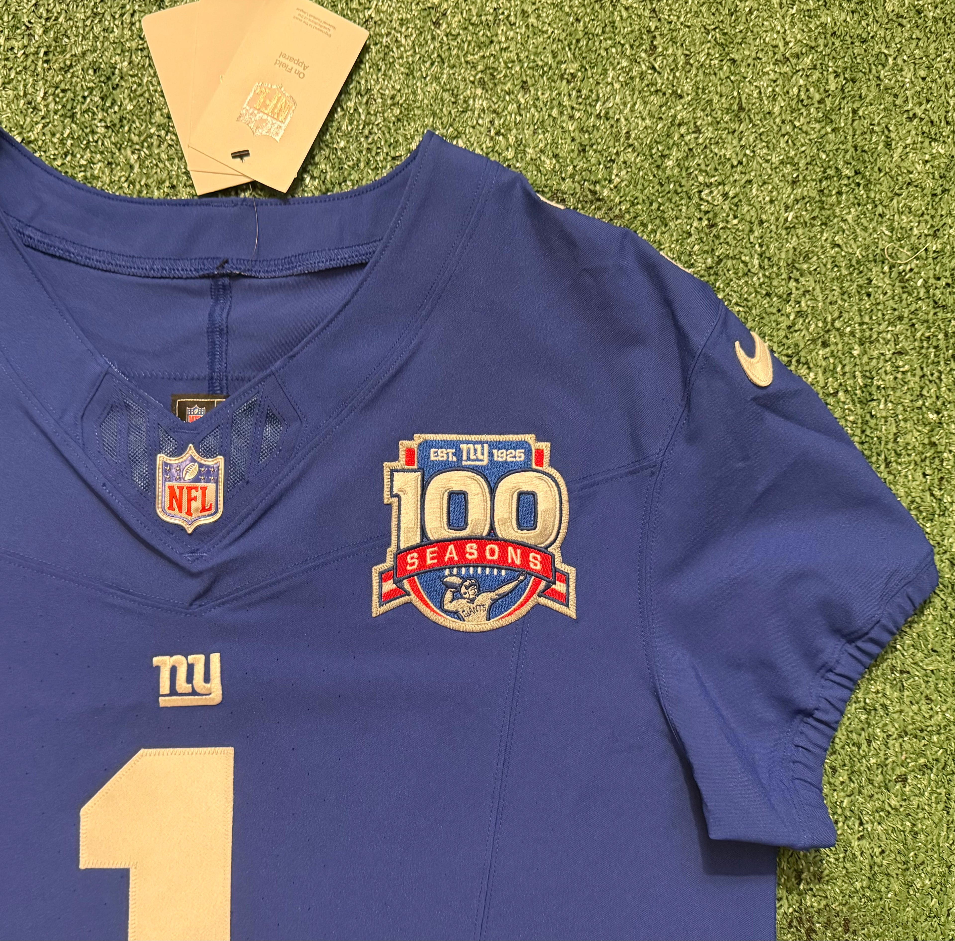 Malik Nabers New York Giants Jersey #1 Nike Vapor FUSE Elite blue size 44 (Large) NFL
