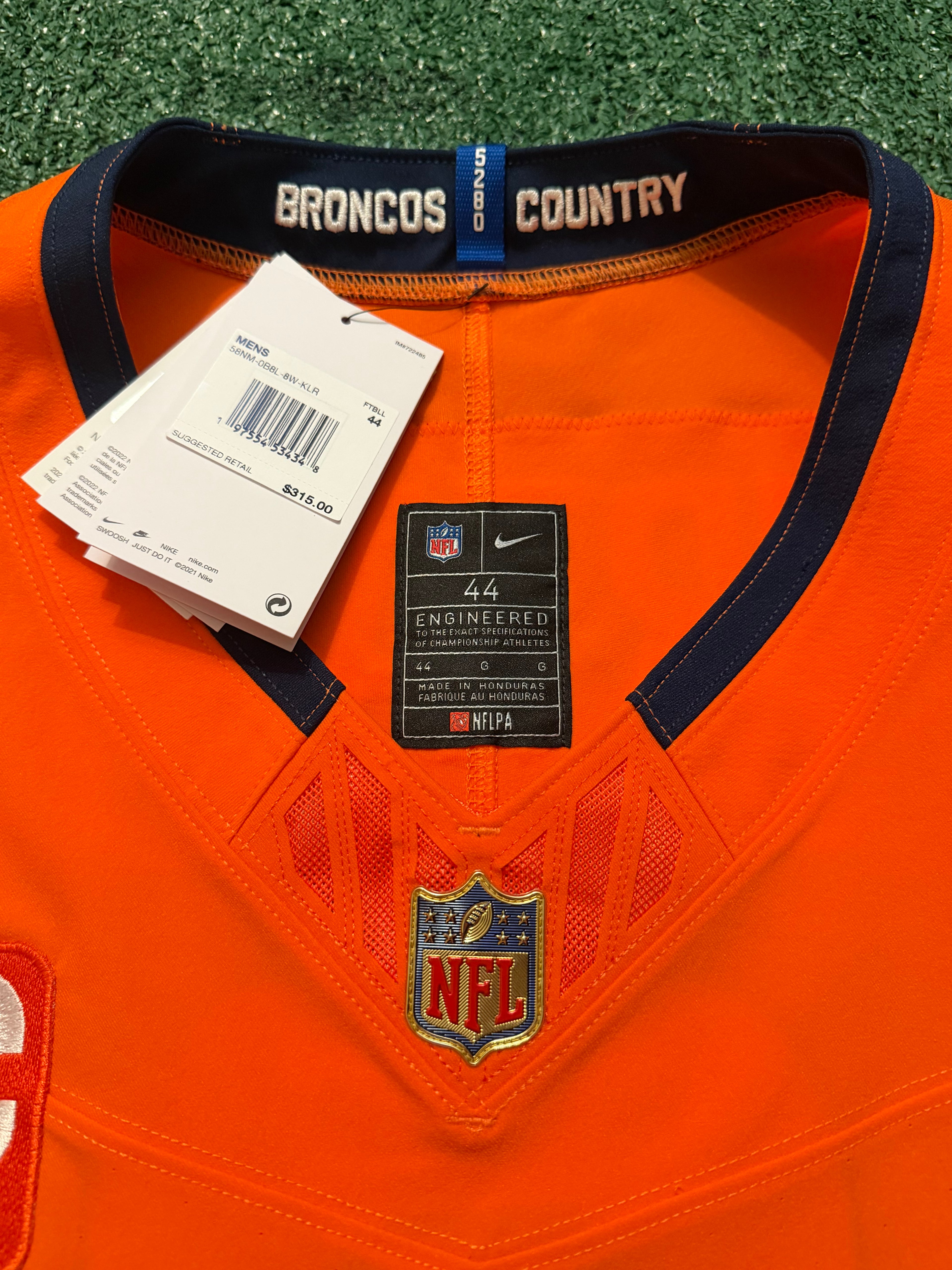 Pat Surtain II Denver Broncos Jersey #2 Nike Vapor Fuse Elite Orange Size 44 (L) NFL