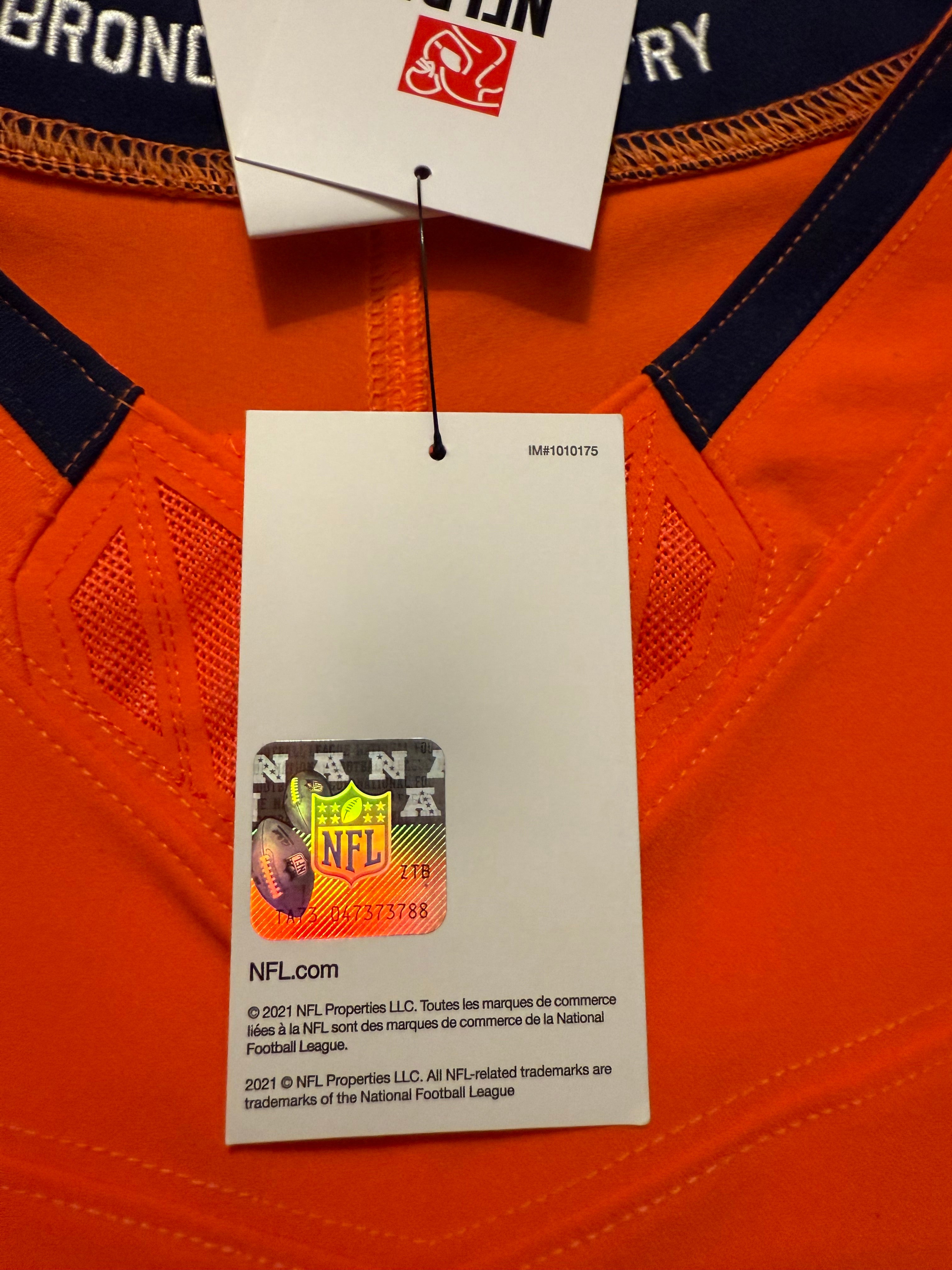Bo Nix Denver Broncos Jersey #10 Nike Vapor Fuse Elite Orange Size 44 (L) NFL