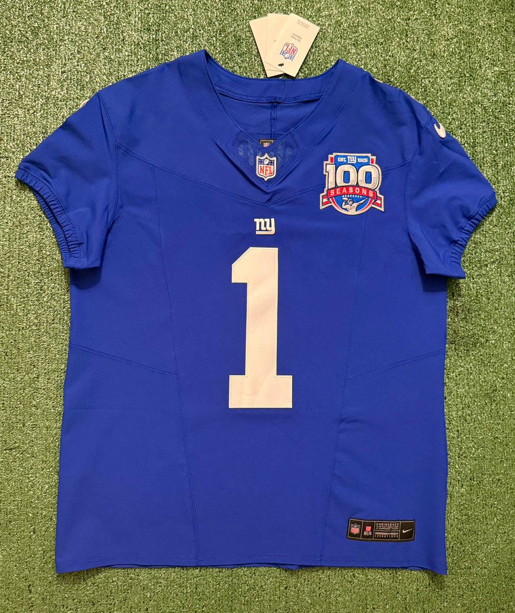 Malik Nabers New York Giants Jersey #1 Nike Vapor FUSE Elite blue size 44 (Large) NFL