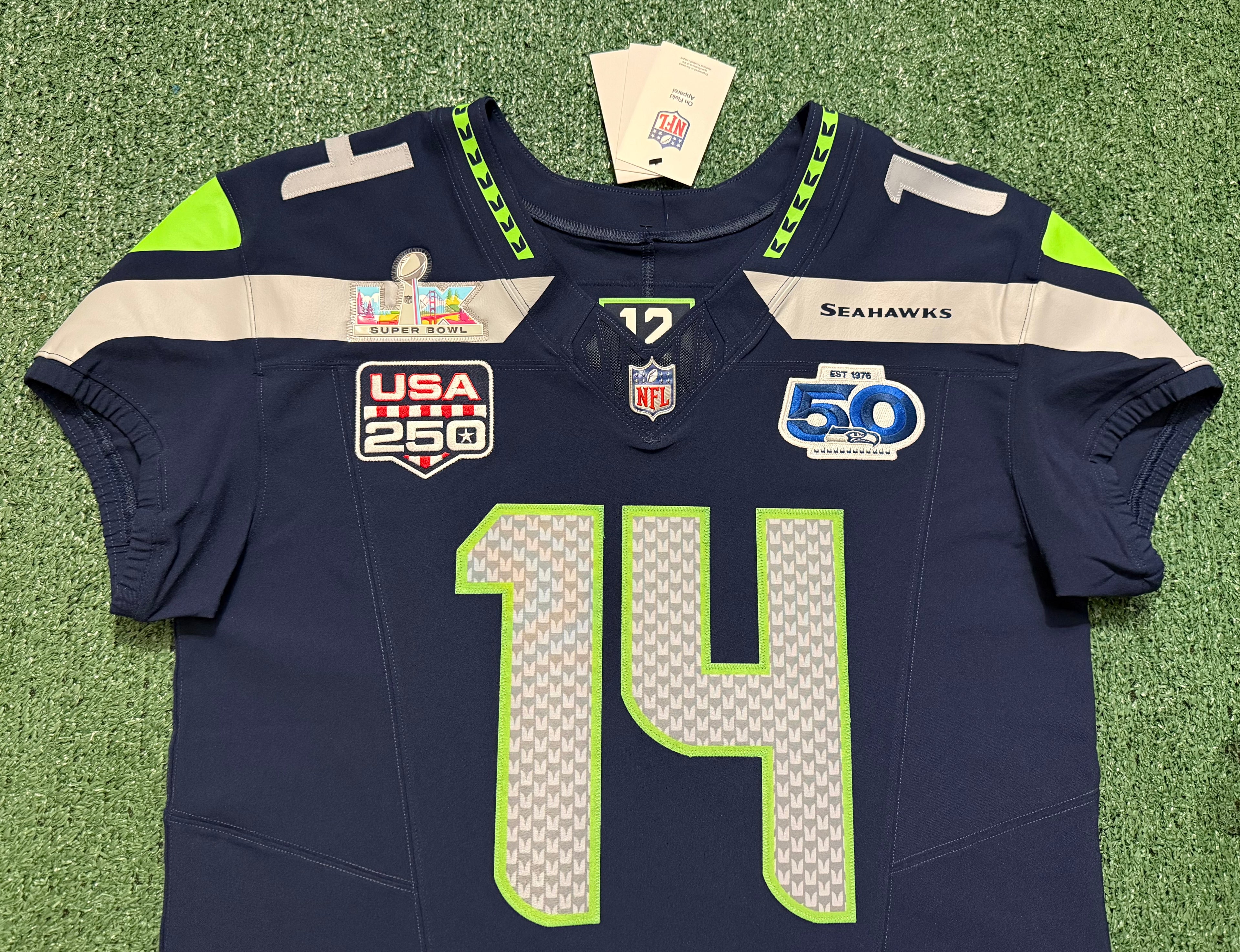 Sam Darnold Seattle Seahawks Jersey #14 Nike Vapor FUSE Elite Blue Size 44 (Large) NFL