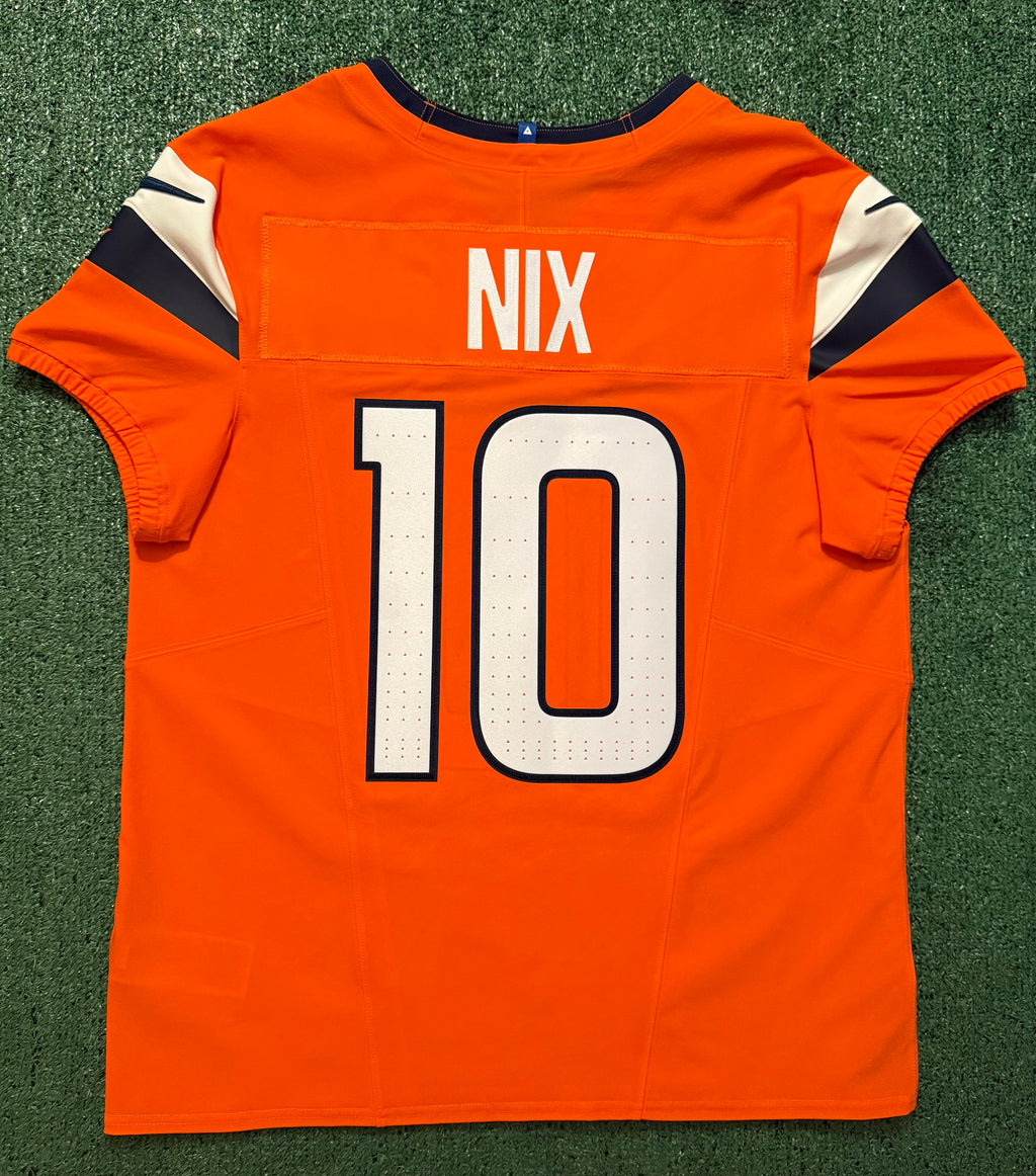 Bo Nix Denver Broncos Jersey #10 Nike Vapor Fuse Elite Orange Size 44 (L) NFL