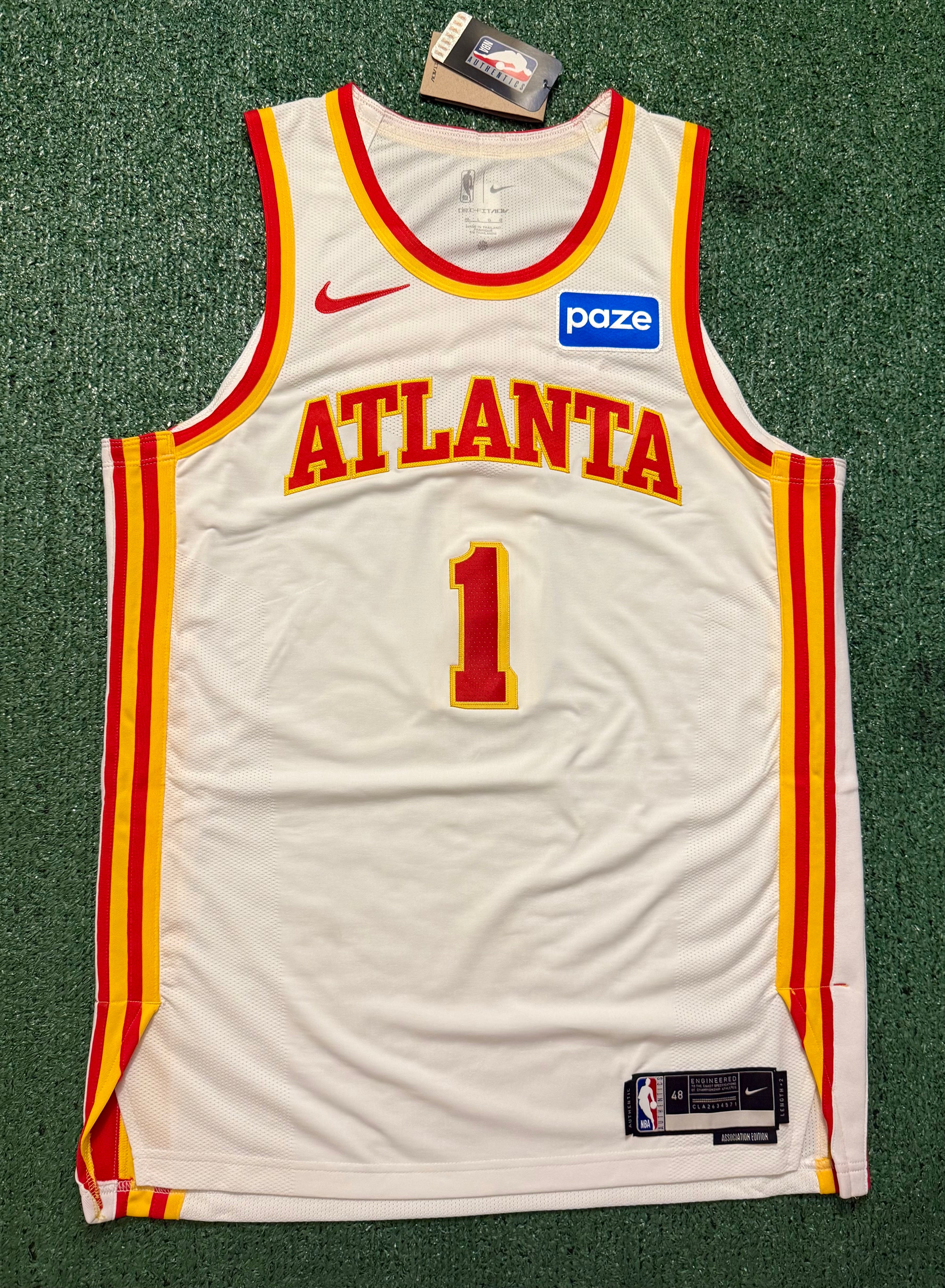 Jalen Johnson Atlanta Hawks Jersey #1 Nike ADV Authentic White Size 48 (L) NBA
