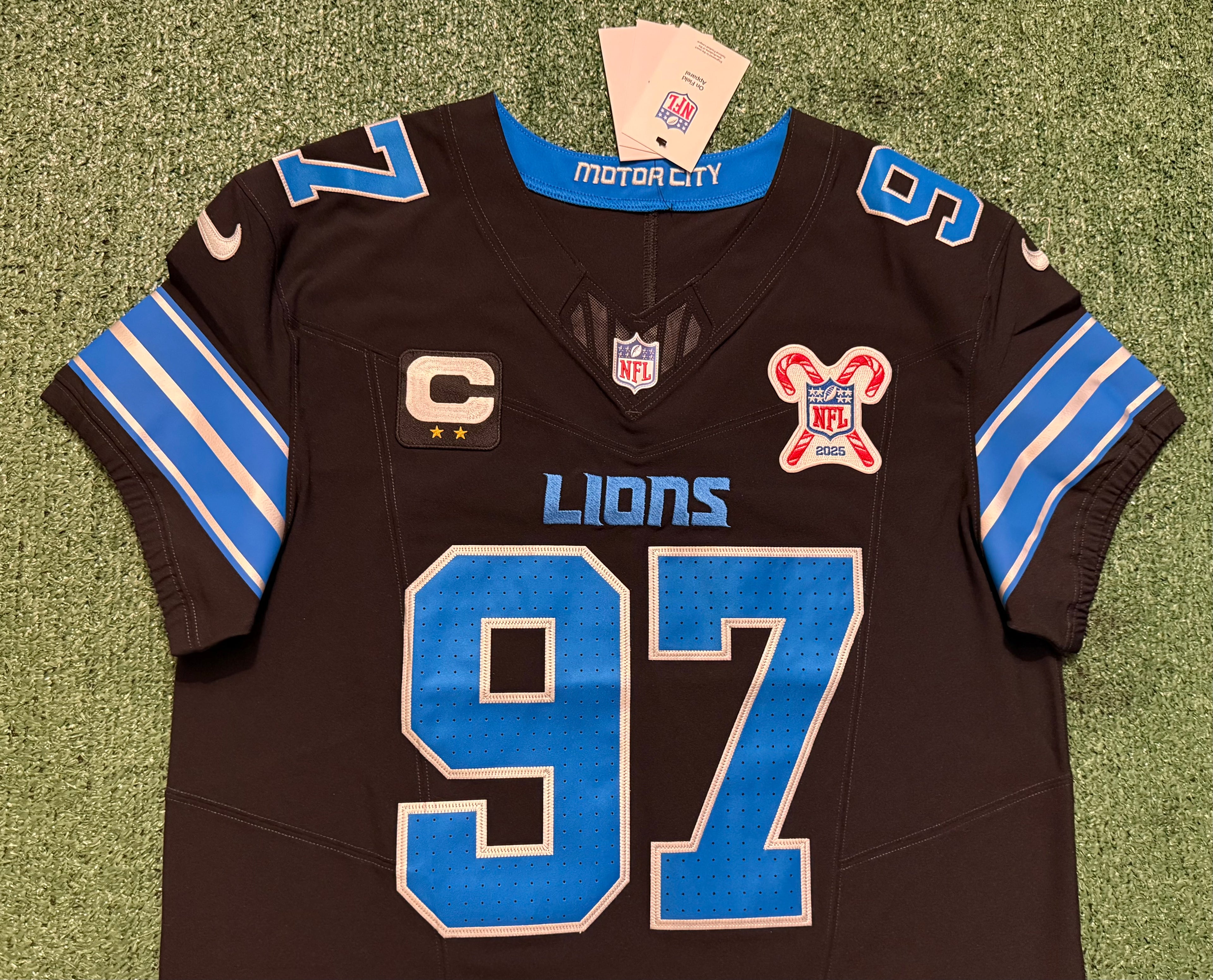 Aidan Hutchinson Detroit Lions Jersey #97 Nike Vapor FUSE Elite black size 44 (Large) NFL