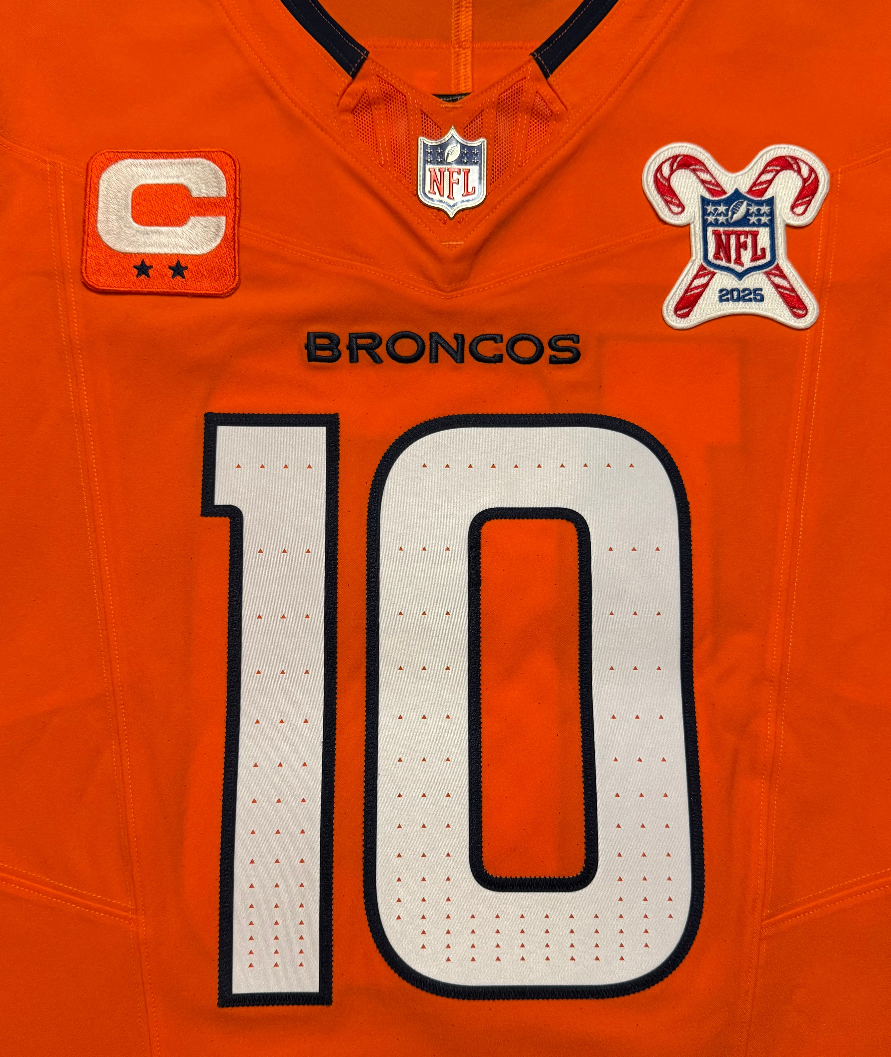 Bo Nix Denver Broncos Jersey #10 Nike Vapor Fuse Elite Orange Size 44 (L) NFL
