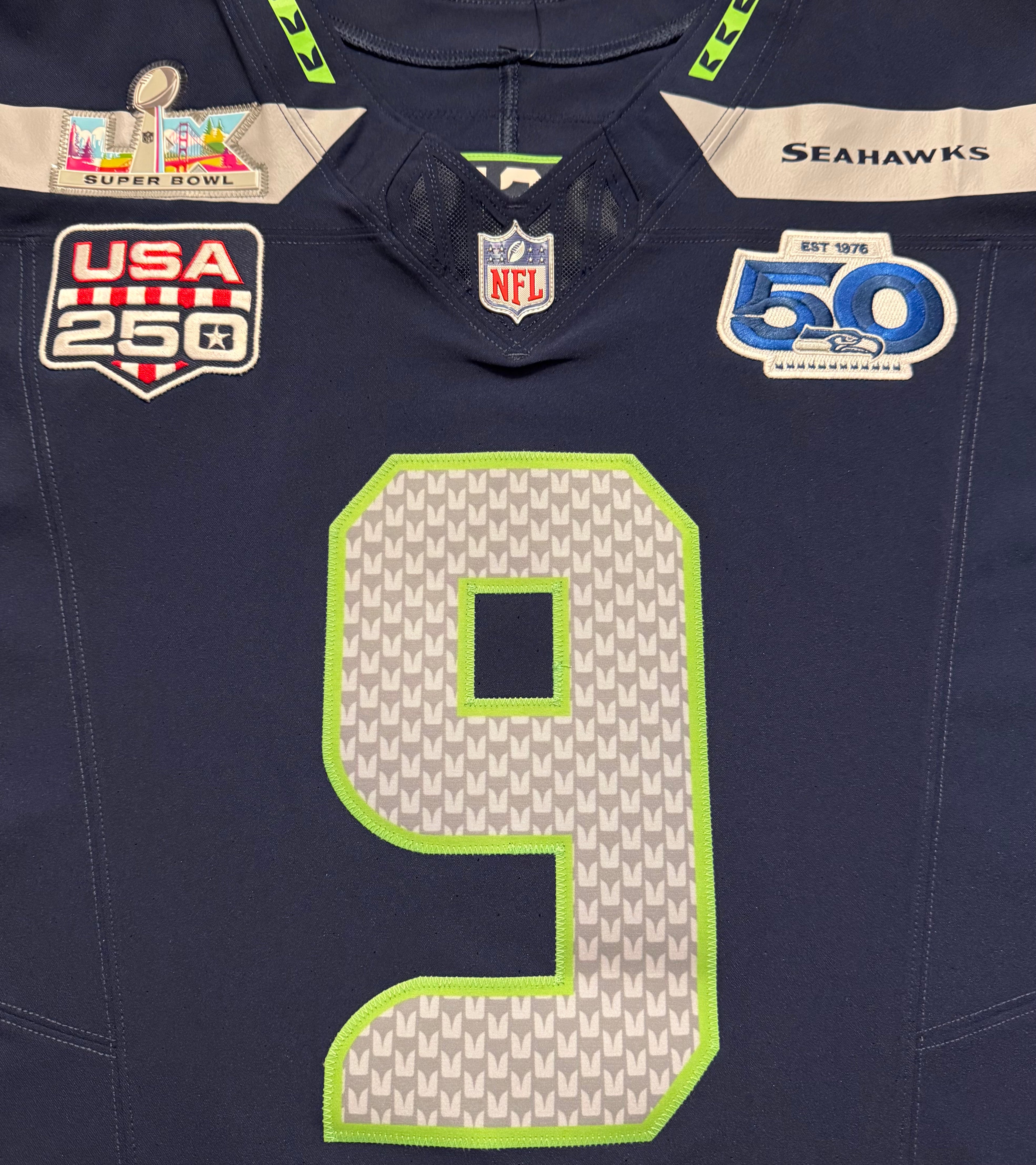 Kenneth Walker III Seattle Seahawks Jersey #9 Nike Vapor FUSE Elite Blue Size 44 (Large) NFL