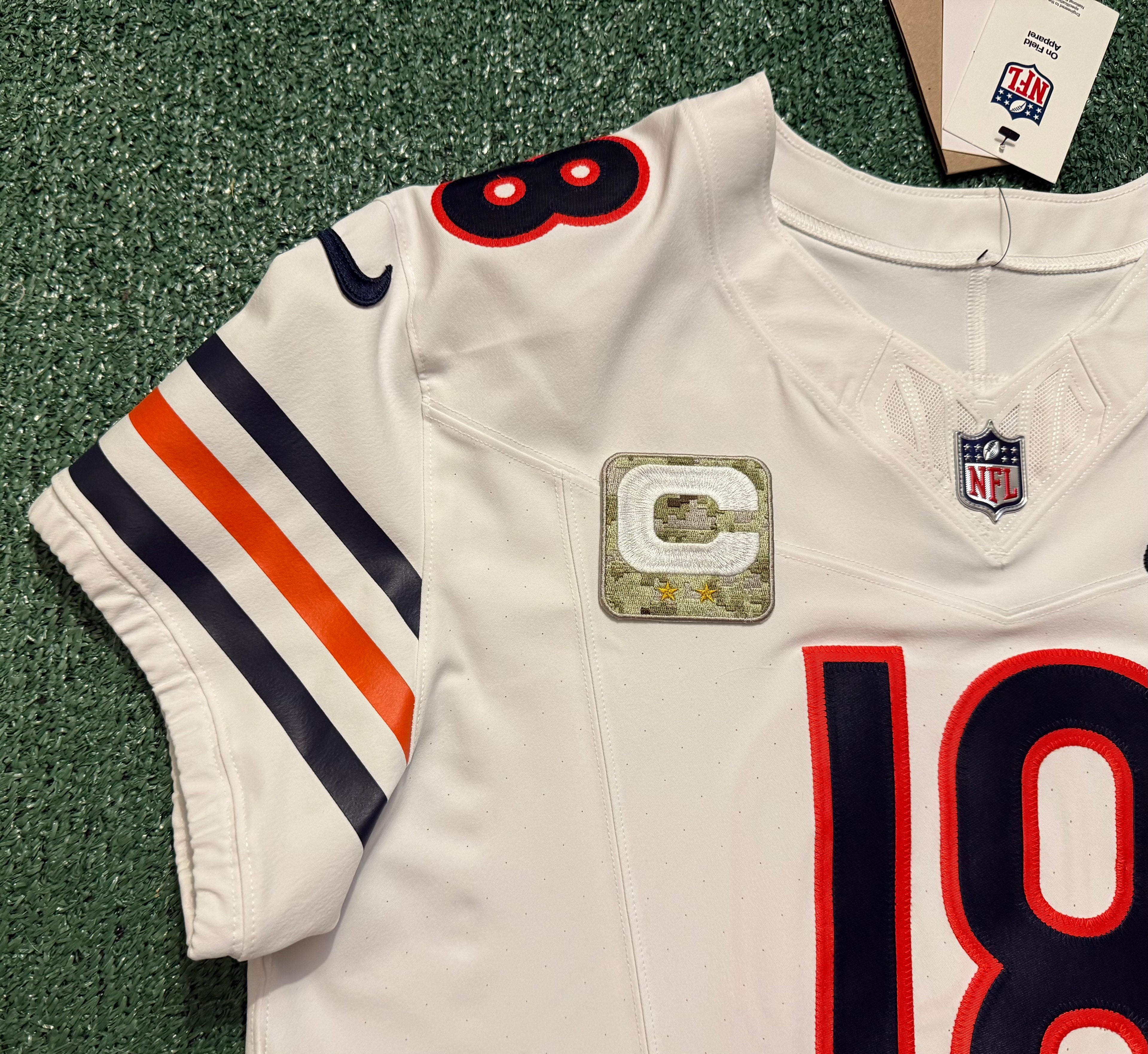 Caleb Williams Chicago Bears Jersey #18 Nike Vapor FUSE Elite White Size 44 (Large) NFL