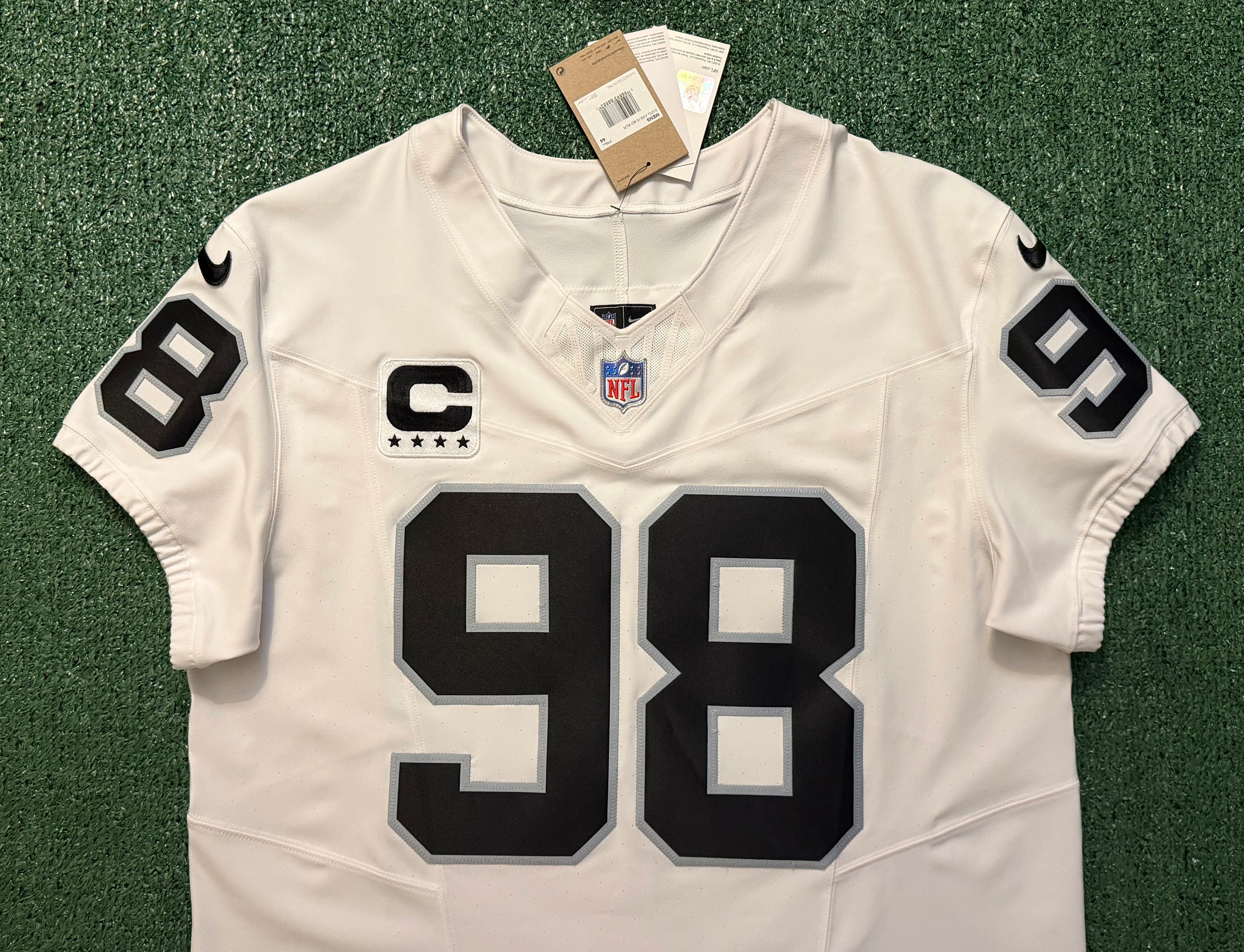 Maxx Crosby Las Vegas Raiders Jersey #98 Nike Vapor Fuse Elite White Size 44 (L) NFL