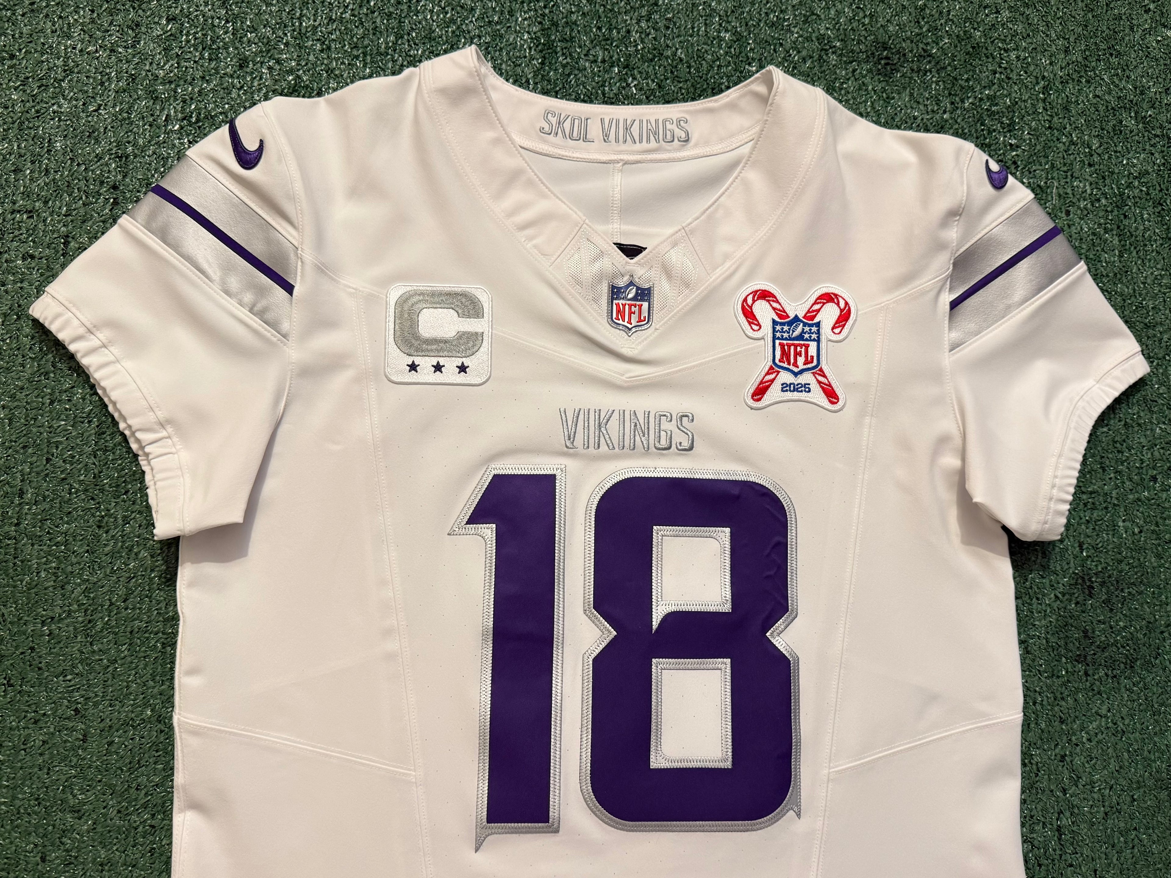 Justin Jefferson Minnesota Vikings Jersey #18 Nike Vapor FUSE Elite White Size 40 (Medium) NFL