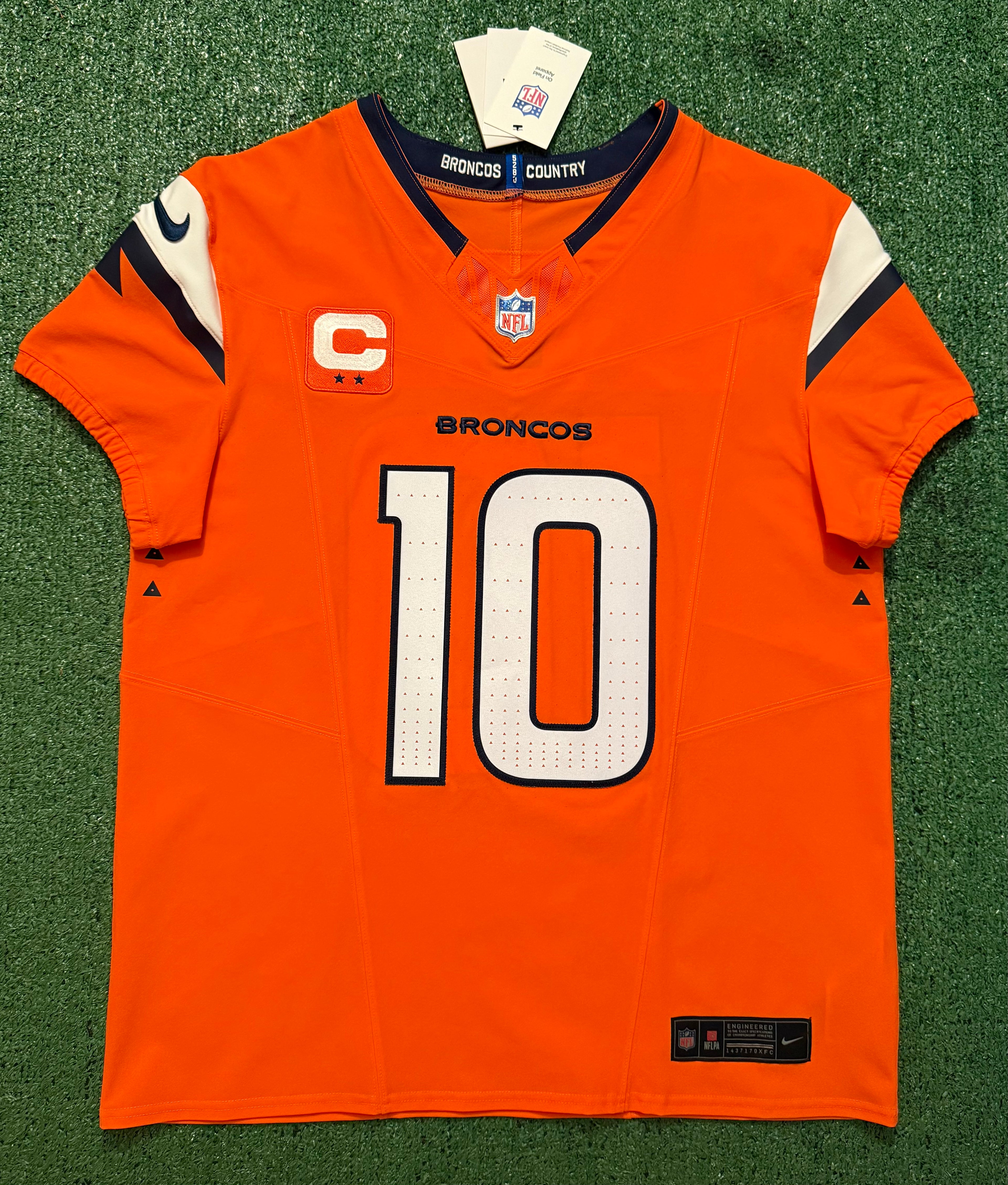 Bo Nix Denver Broncos Jersey #10 Nike Vapor Fuse Elite Orange Size 44 (L) NFL