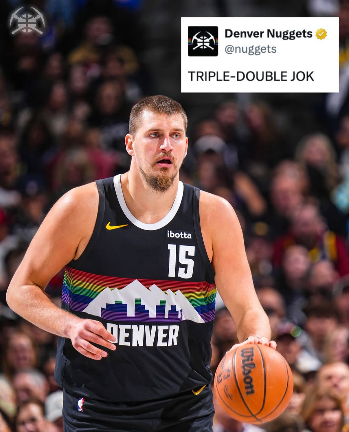 Nikola Jokic Denver Nuggets Jersey #15 Nike ADV Authentic Black Size 44 (M) NBA