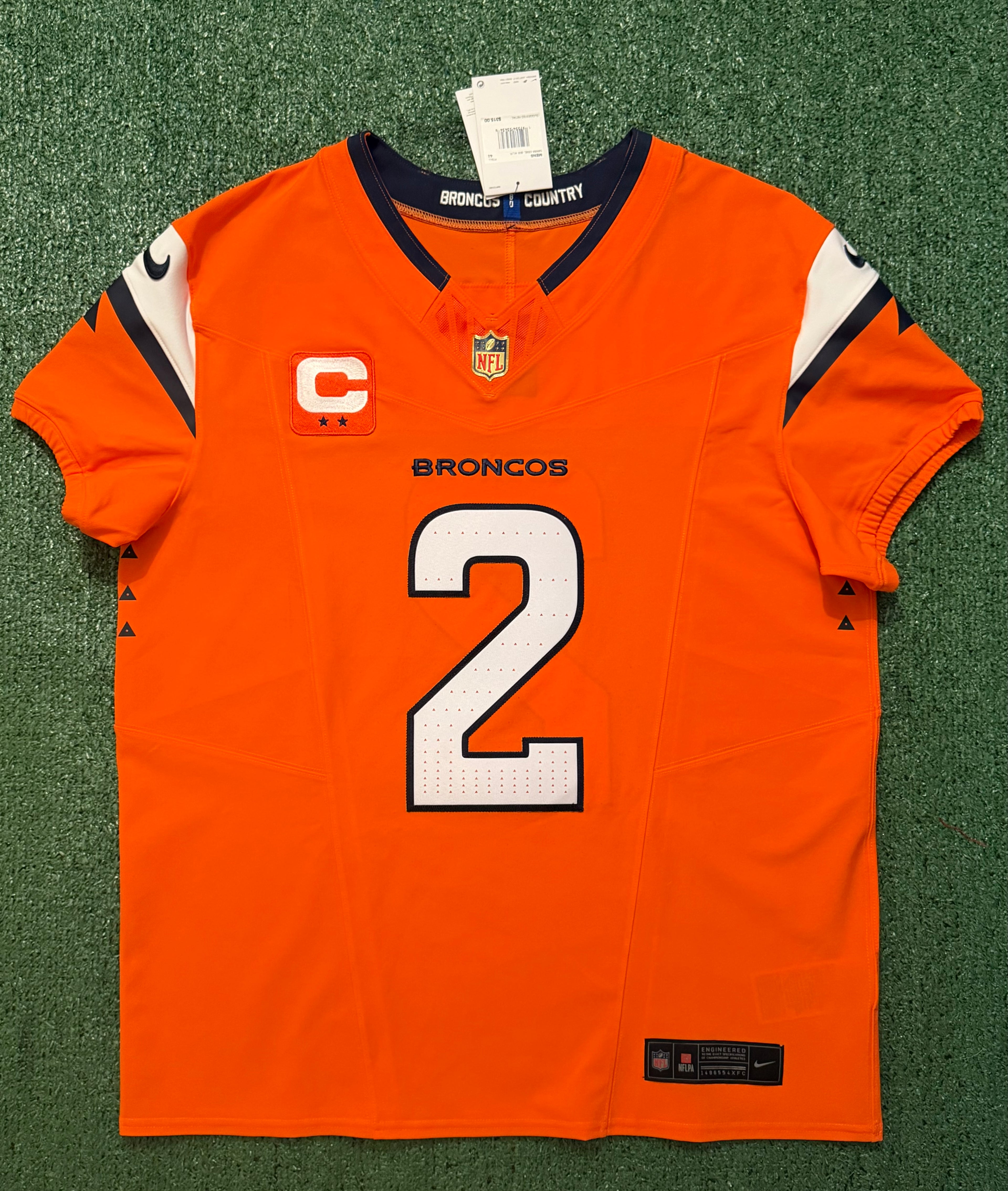 Pat Surtain II Denver Broncos Jersey #2 Nike Vapor Fuse Elite Orange Size 44 (L) NFL