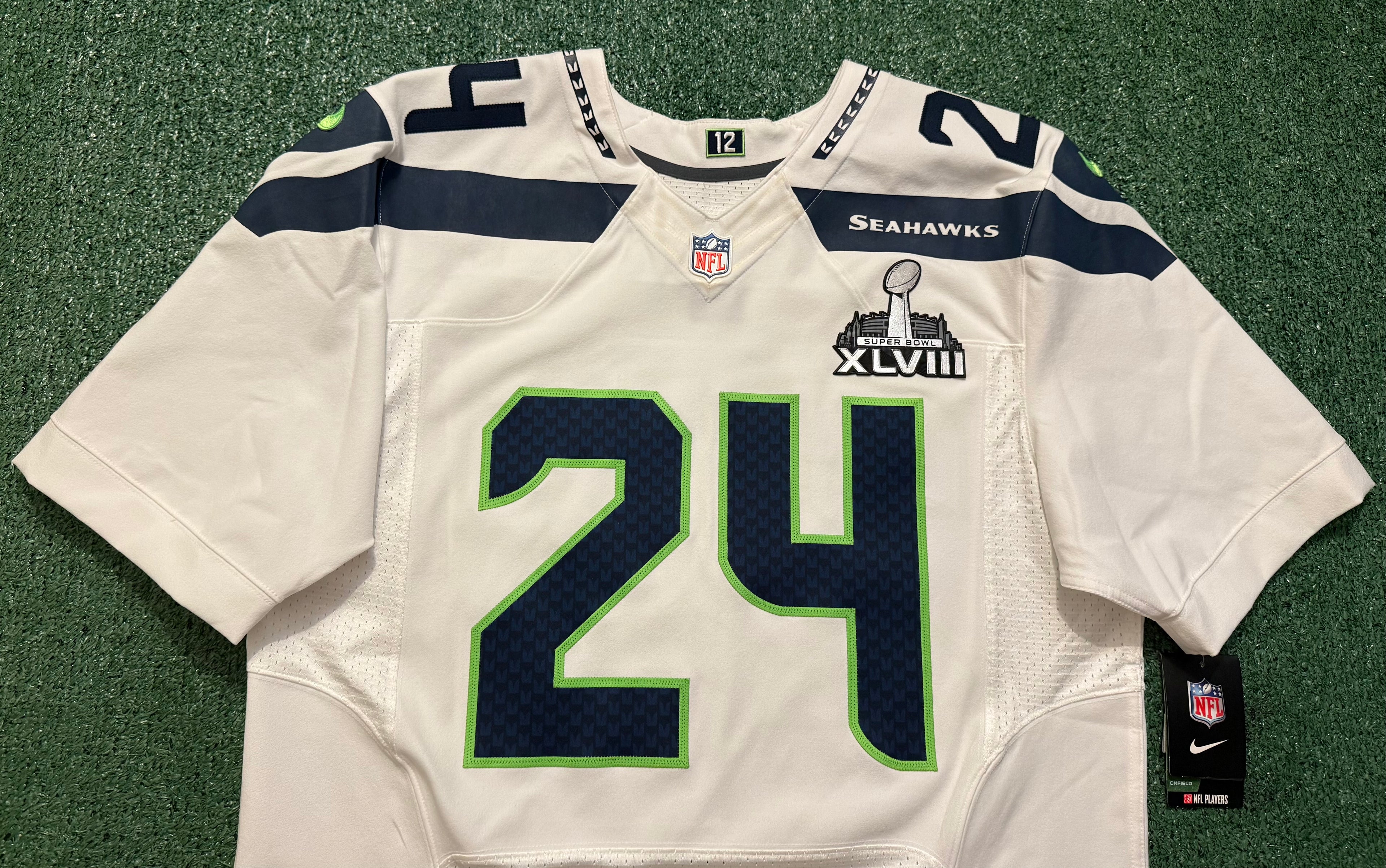 Marshawn Lynch Seattle Seahawks 
Jersey #24 Nike Elite white Size 44 (Large) NFL