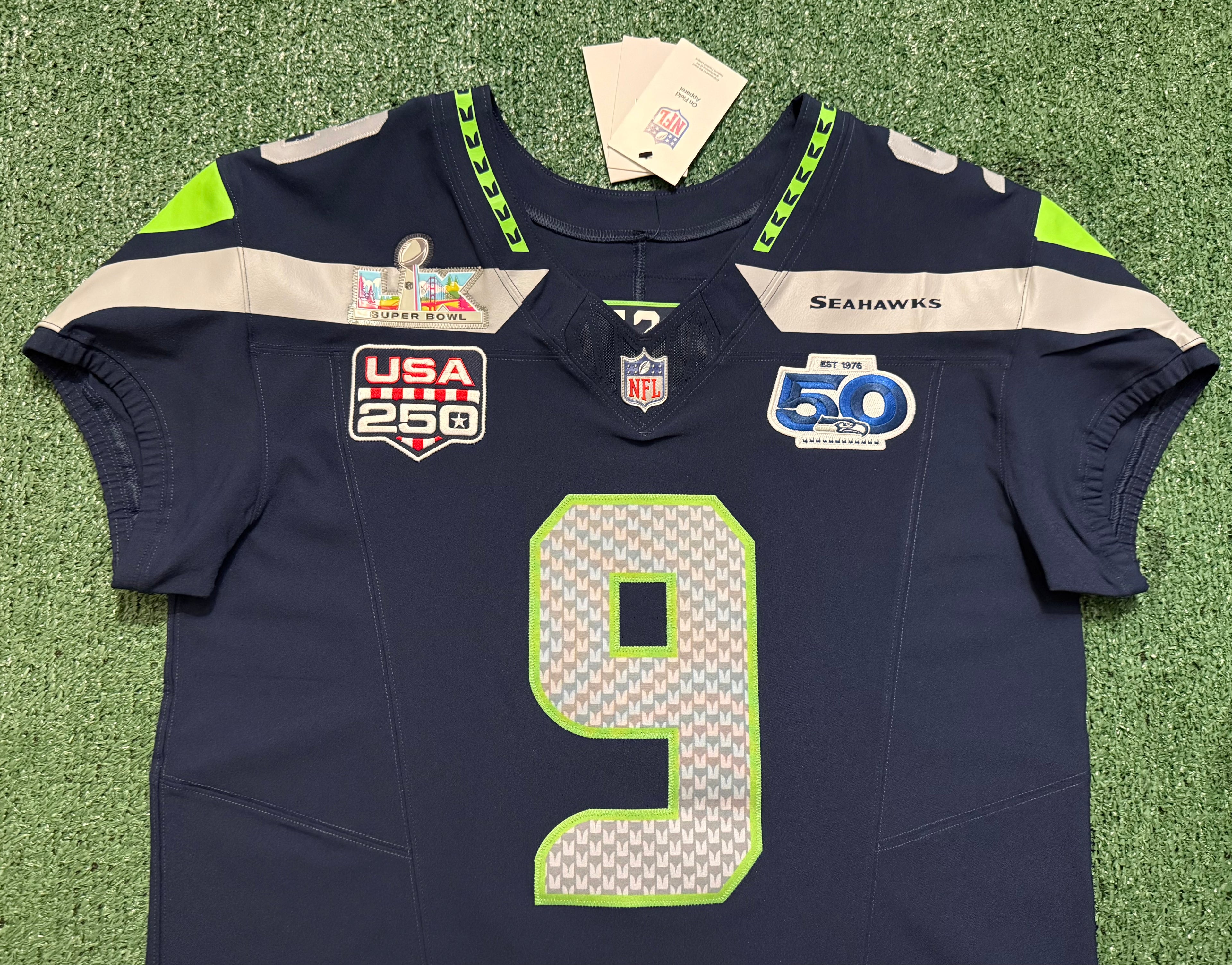 Kenneth Walker III Seattle Seahawks Jersey #9 Nike Vapor FUSE Elite Blue Size 44 (Large) NFL