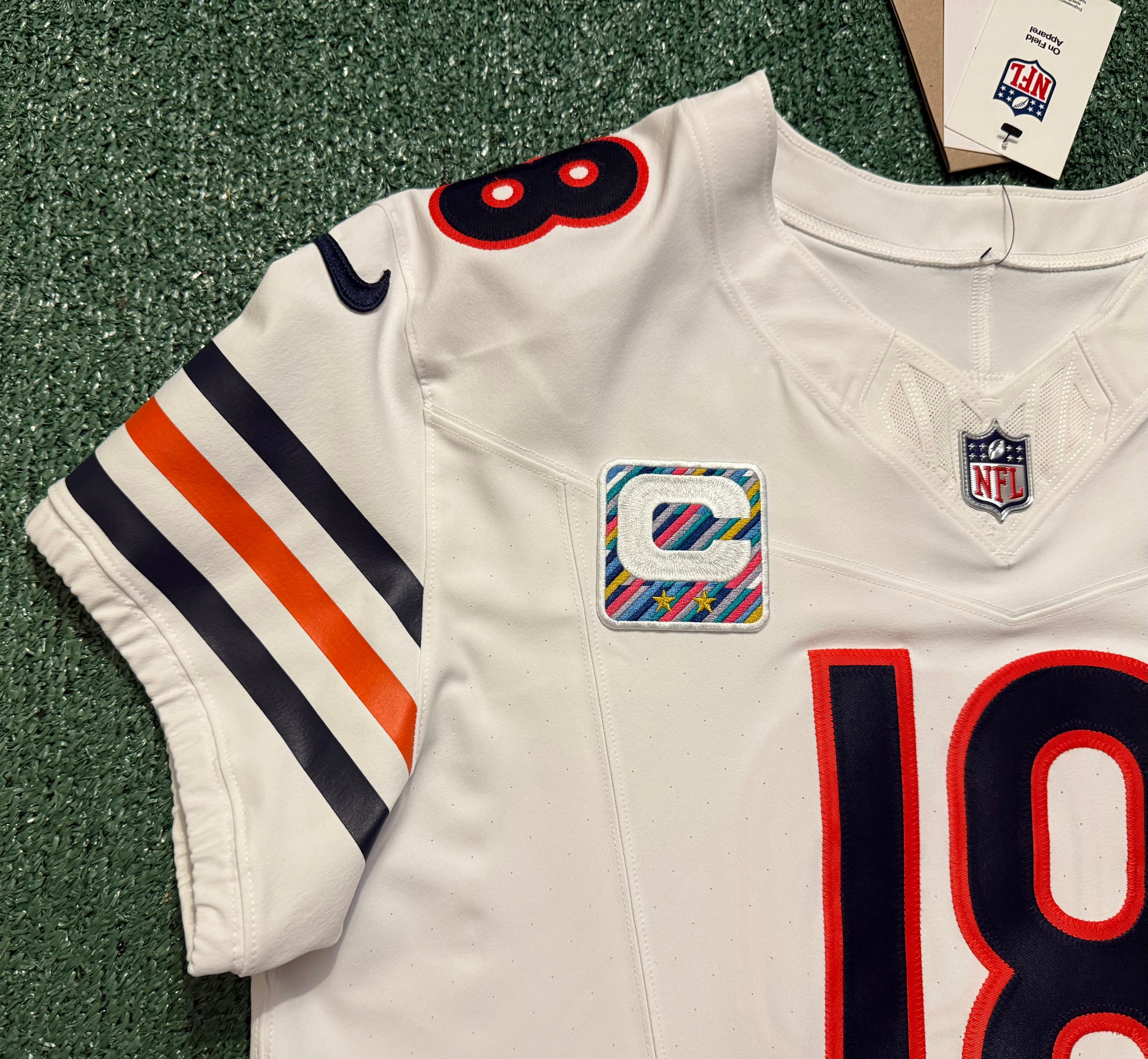 Caleb Williams Chicago Bears Jersey #18 Nike Vapor FUSE Elite White Size 44 (Large) NFL