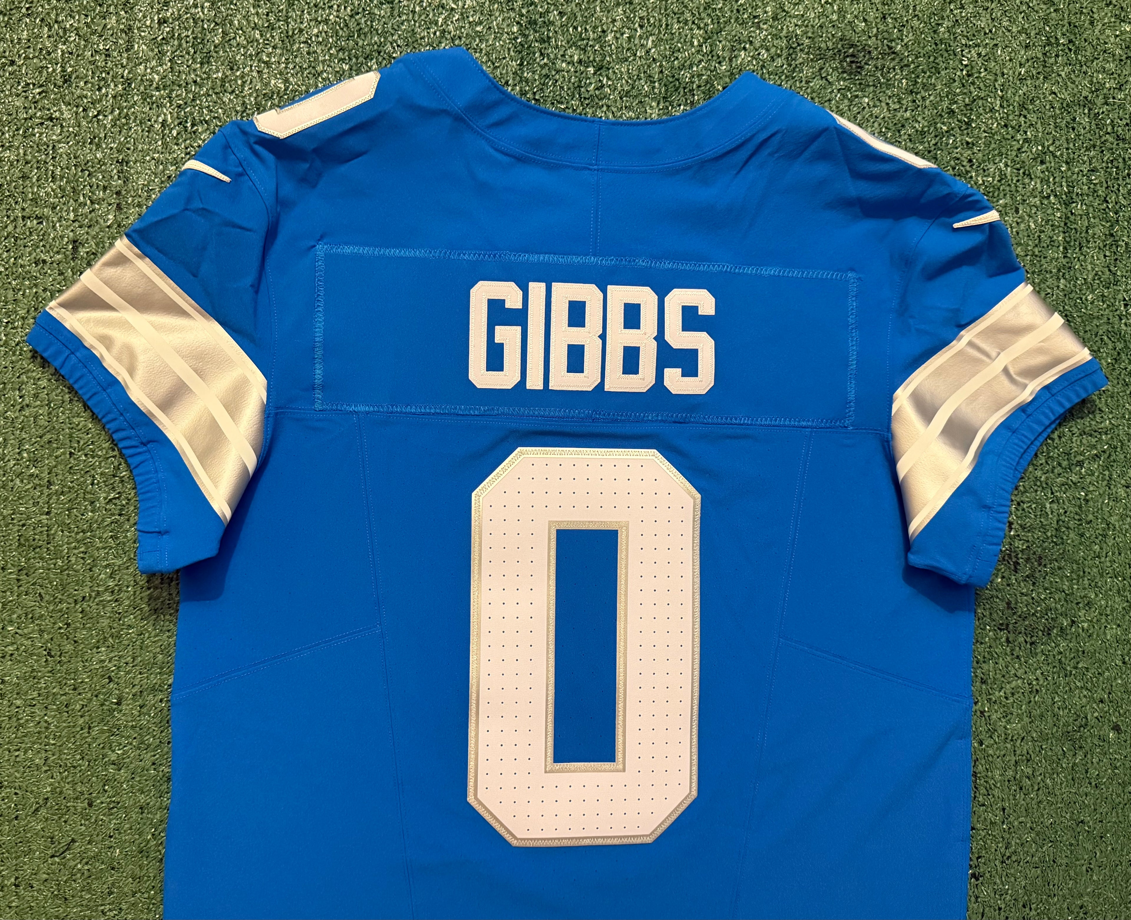 Jahmyr Gibbs Detroit Lions Jersey #0 Nike Vapor FUSE Elite Blue Size 44 (Large) NFL