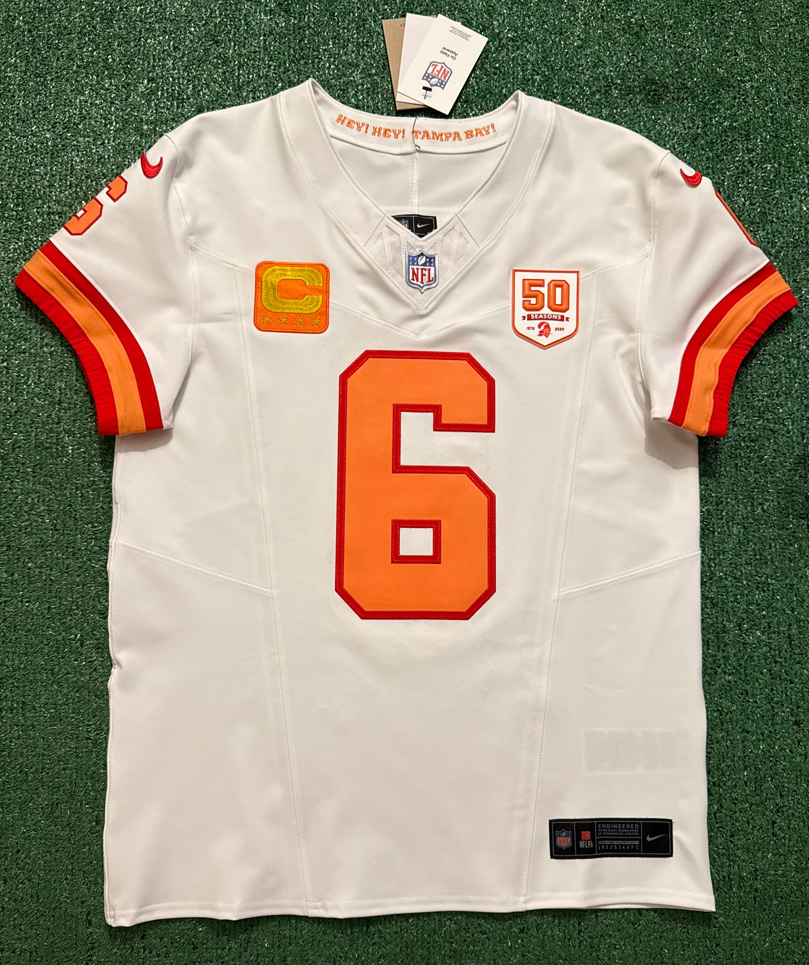 Baker Mayfield Tampa Bay Buccaneers Jersey #6 Nike Vapor FUSE Elite White Creamsicle size 40 (Medium) NFL
