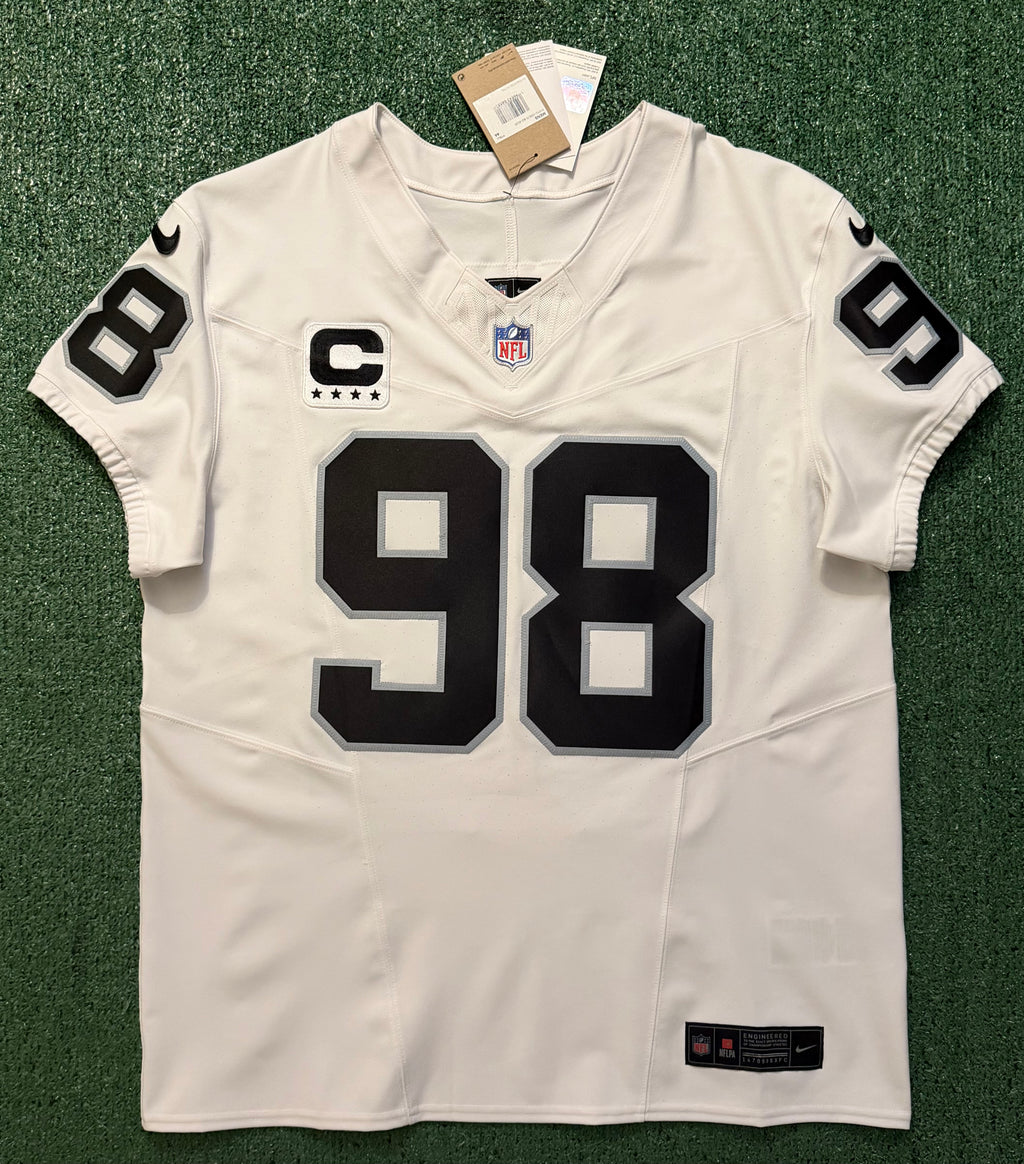 Maxx Crosby Las Vegas Raiders Jersey #98 Nike Vapor Fuse Elite White Size 44 (L) NFL