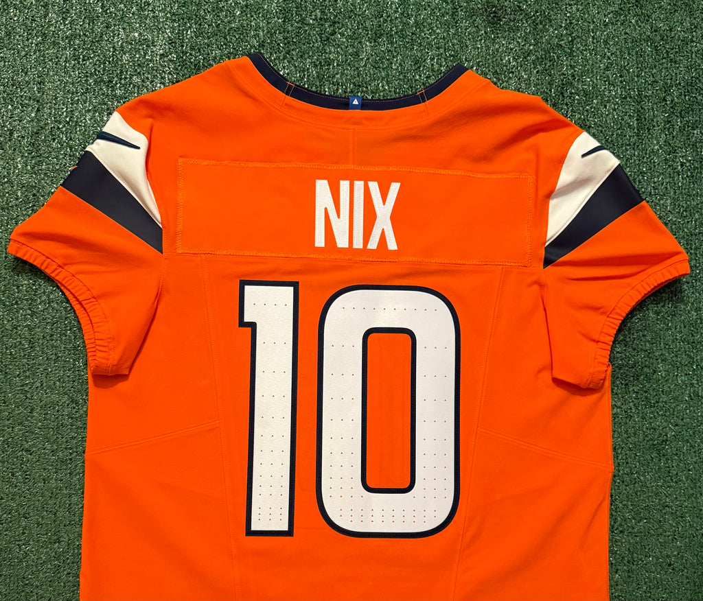 Bo Nix Denver Broncos Jersey #10 Nike Vapor Fuse Elite Orange Size 44 (L) NFL