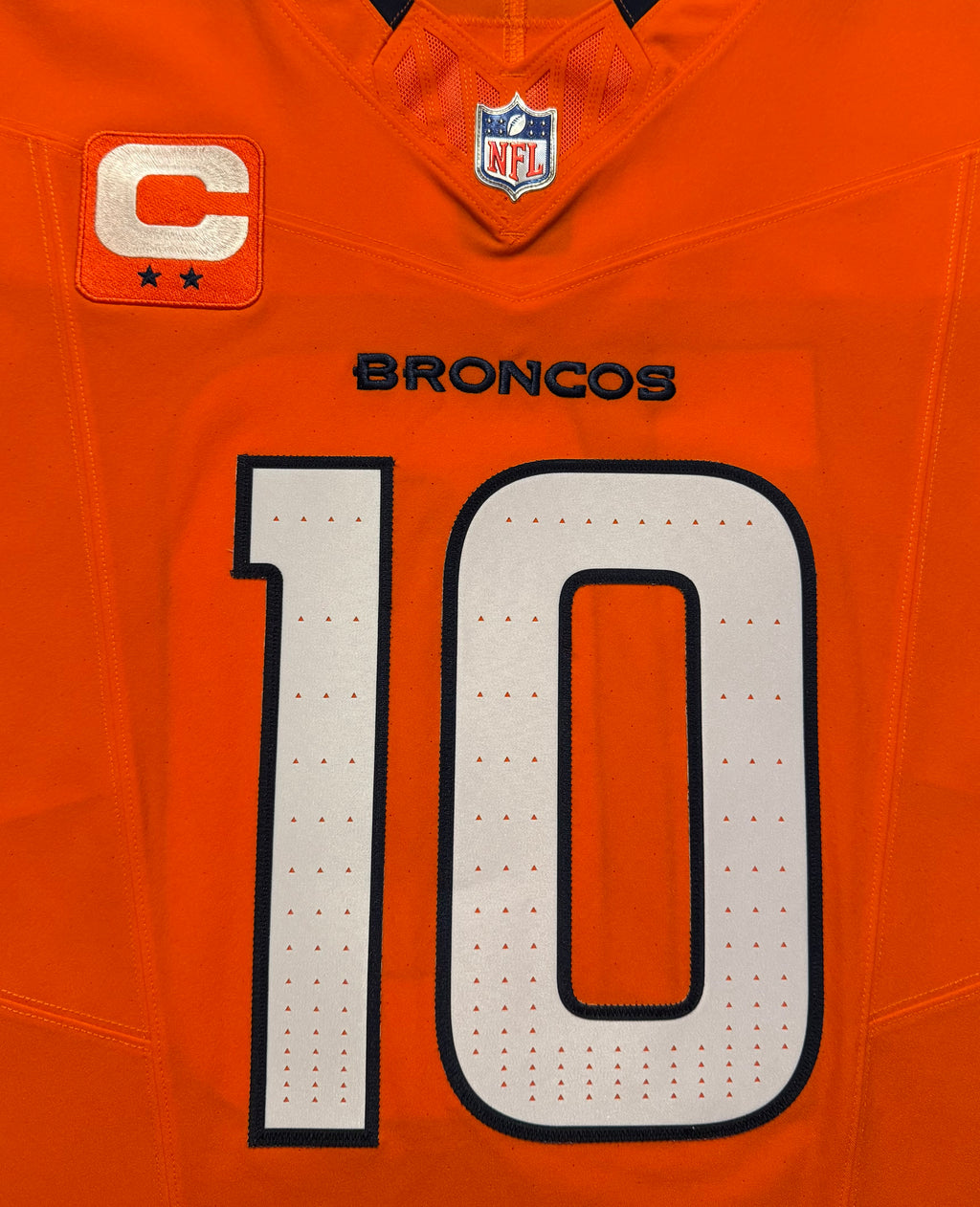 Bo Nix Denver Broncos Jersey #10 Nike Vapor Fuse Elite Orange Size 44 (L) NFL