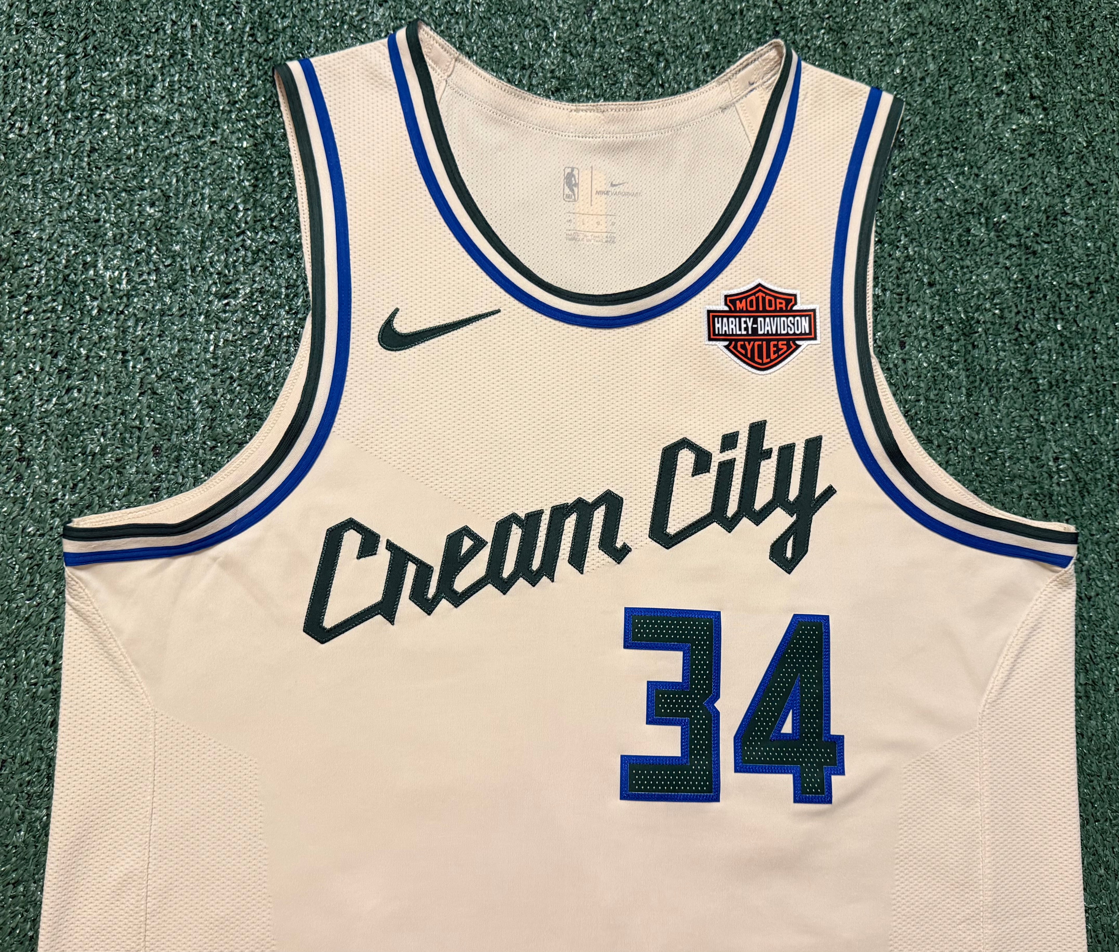 Giannis Antetokounmpo Milwaukee Bucks Jersey #34 Nike Vaporknit Authentic Cream Size 48 (Large) NBA