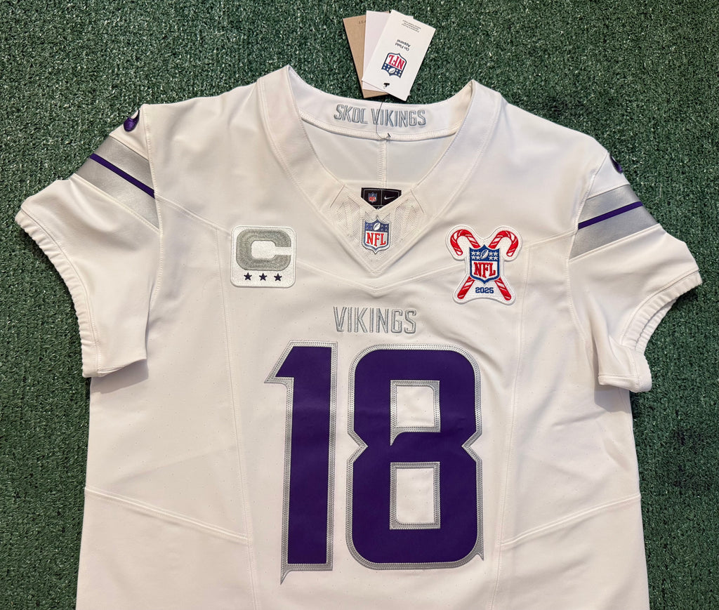 Justin Jefferson Minnesota Vikings Jersey #18 Nike Vapor FUSE Elite White Size 44 (Large) NFL
