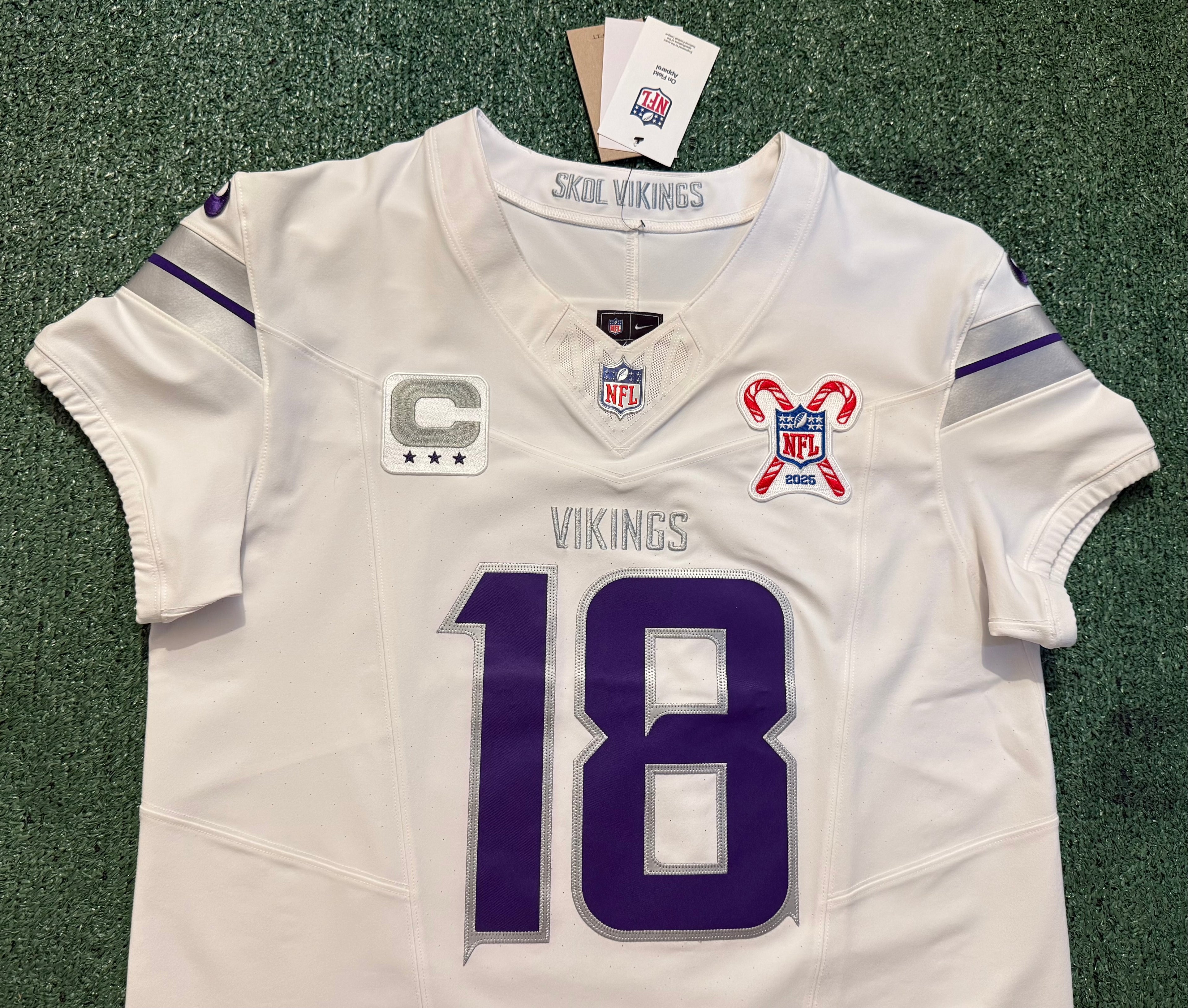 Justin Jefferson Minnesota Vikings Jersey #18 Nike Vapor FUSE Elite White Size 44 (Large) NFL