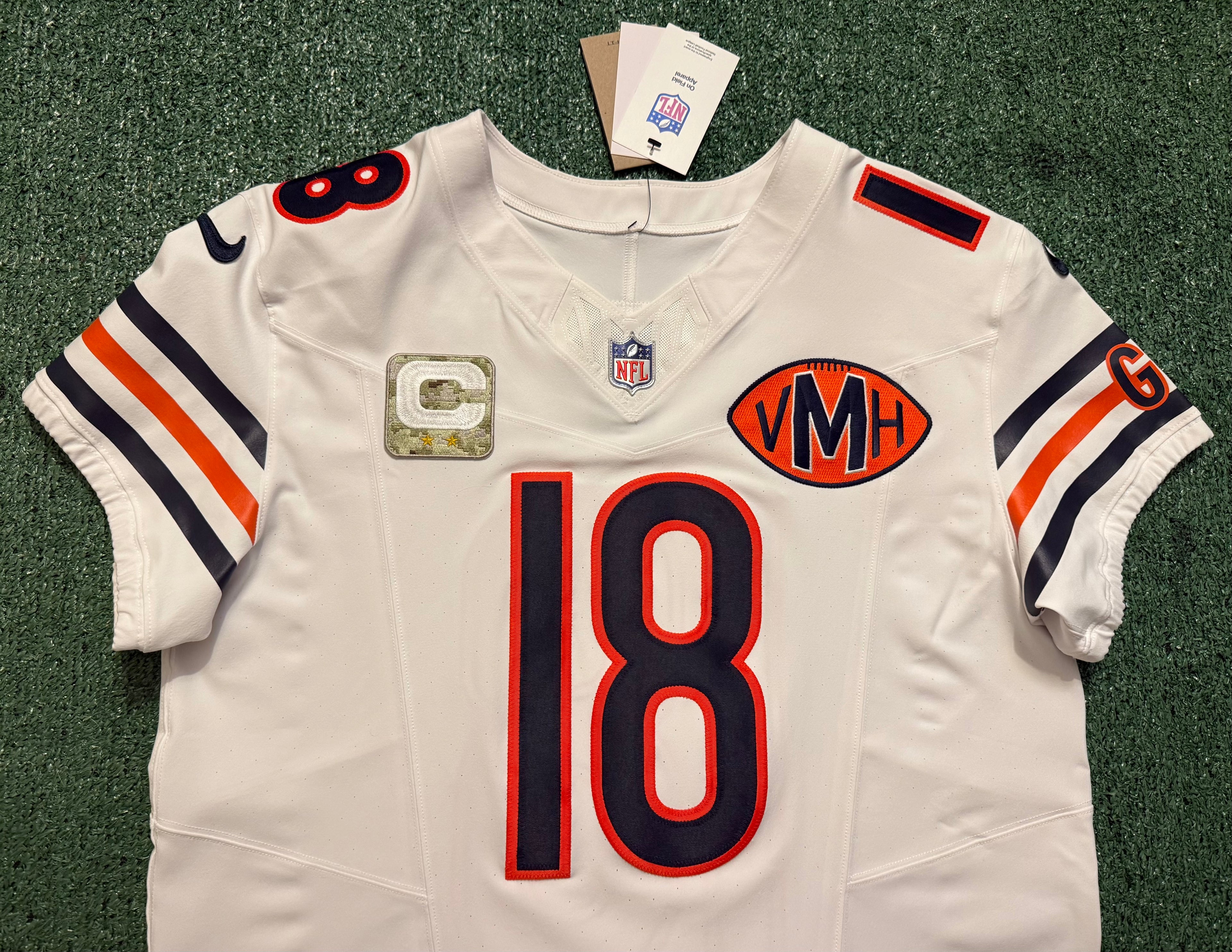 Caleb Williams Chicago Bears Jersey #18 Nike Vapor FUSE Elite White Size 44 (Large) NFL